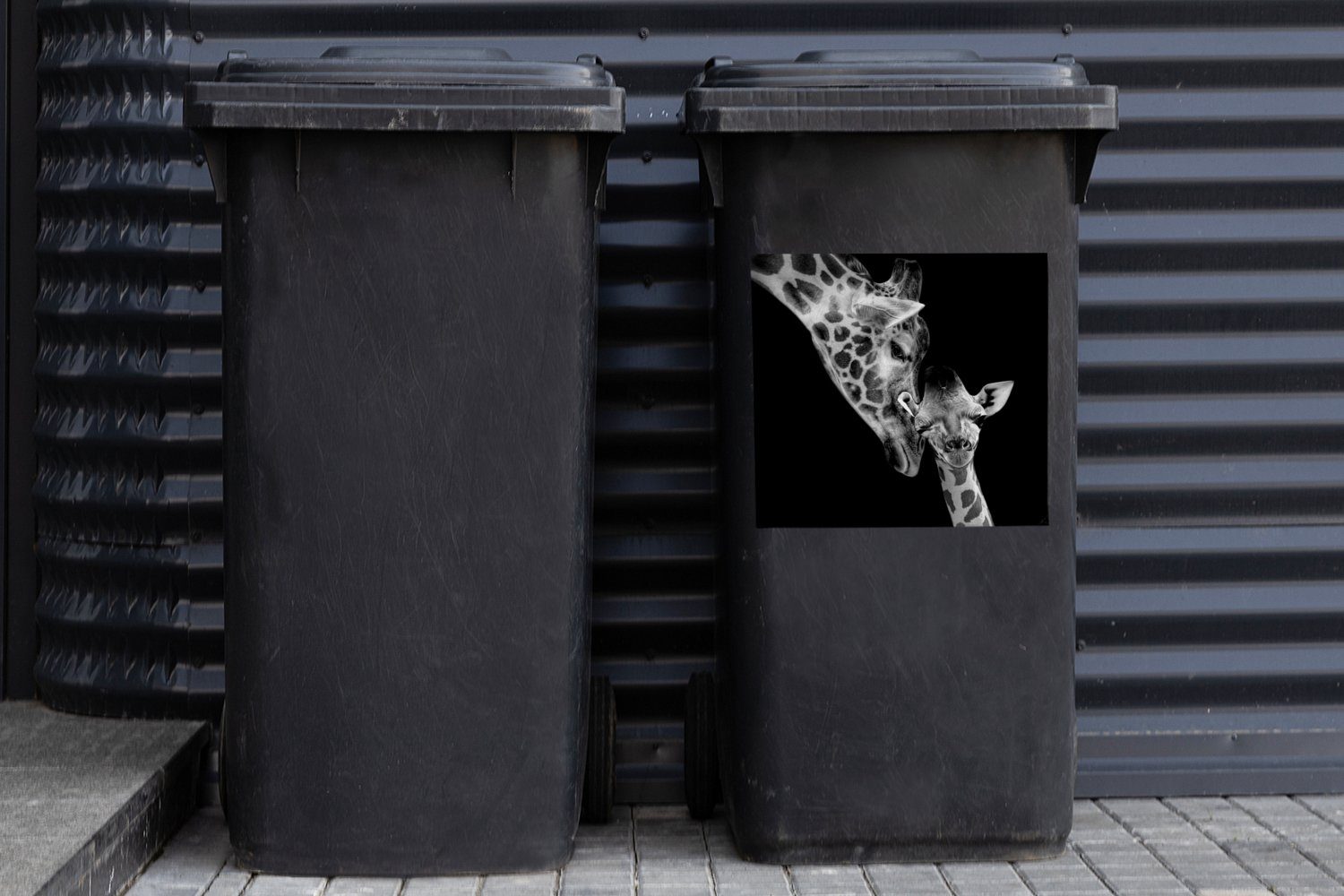 MuchoWow Wandsticker Porträt - Sticker, - Schwarz Mülltonne, Mülleimer-aufkleber, - Container, Abfalbehälter - St), Giraffe Weiß Tiere (1
