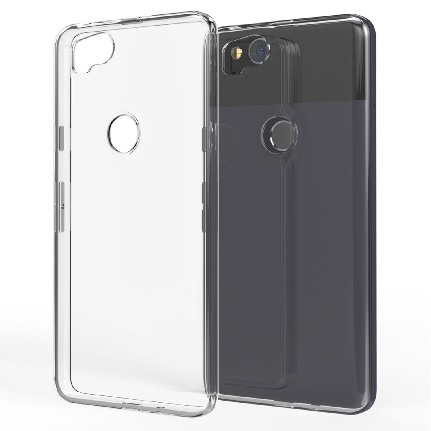 Nalia Smartphone-Hülle Google Pixel 2, Klare Silikon Hülle / Extrem Transparent / Durchsichtig / Anti-Gelb