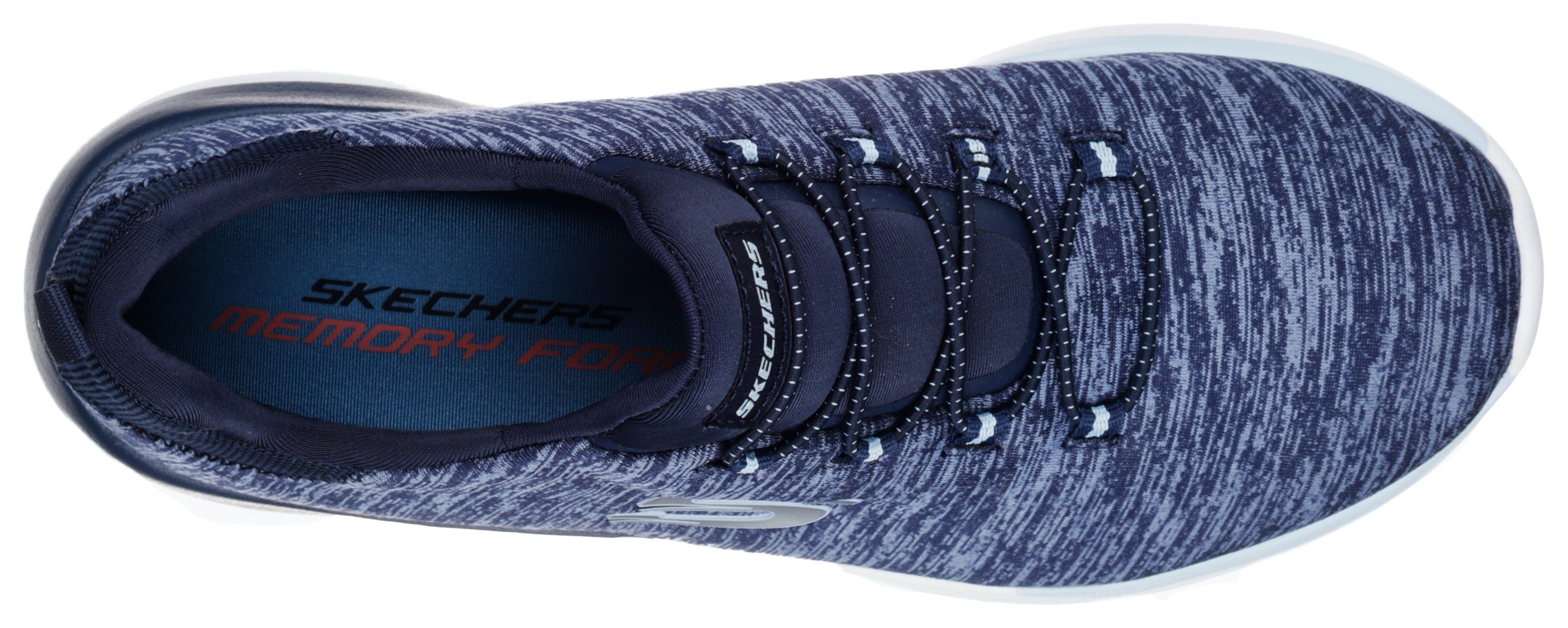 Skechers Gummizug meliert Slip-On Sneaker DYNAMIGHT-BREAK-THROUGH praktischem mit navy-hellblau
