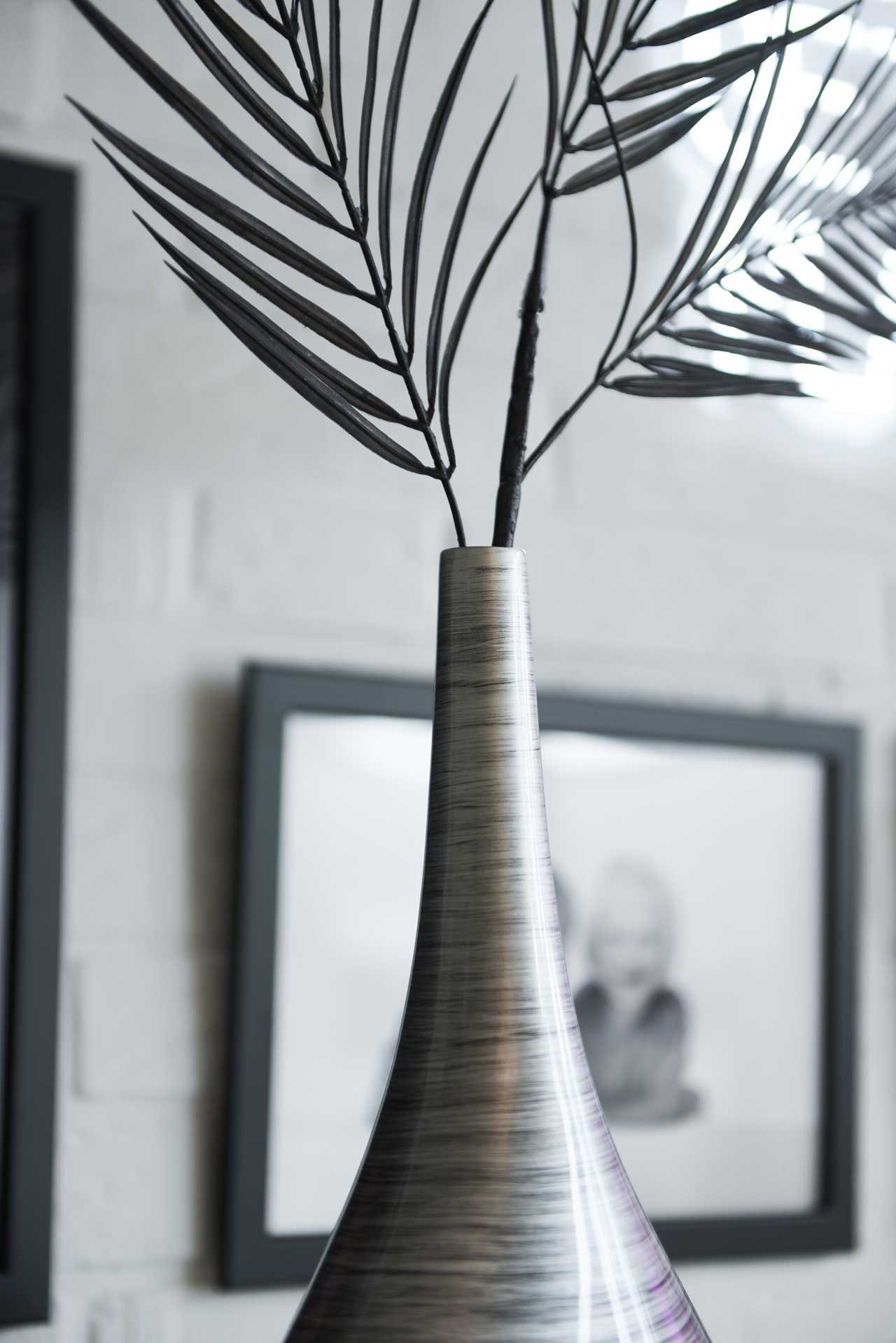 VIVANNO Bodenvase Fiberglas BELDADE Rund - Spiralschwarz Hochglanz Mit Muster (1 St), 33x15x54 cm