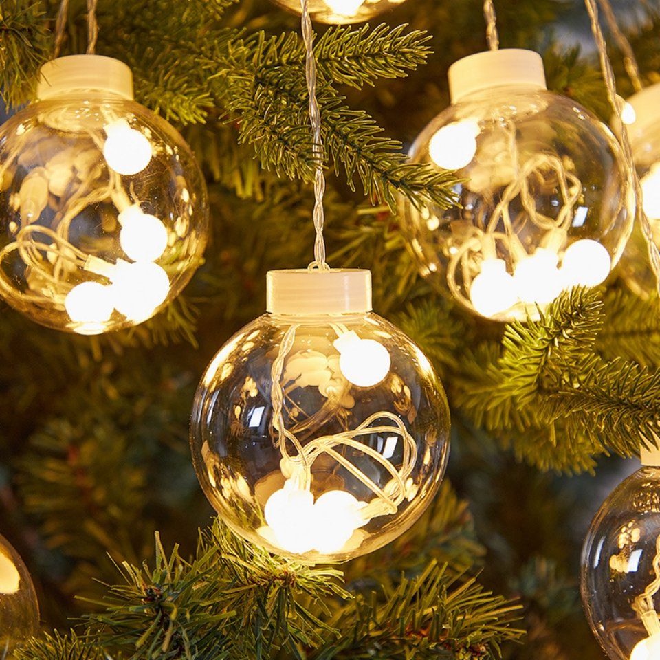 Ciskotu LED-Lichtervorhang Wunschkugel-Vorhanglicht,LED Lichterkette Weihnachten 108LED-Lampen Kugel, Lichtervorhang Weihnachten Warmweiß Camping-Atmosphärenlicht