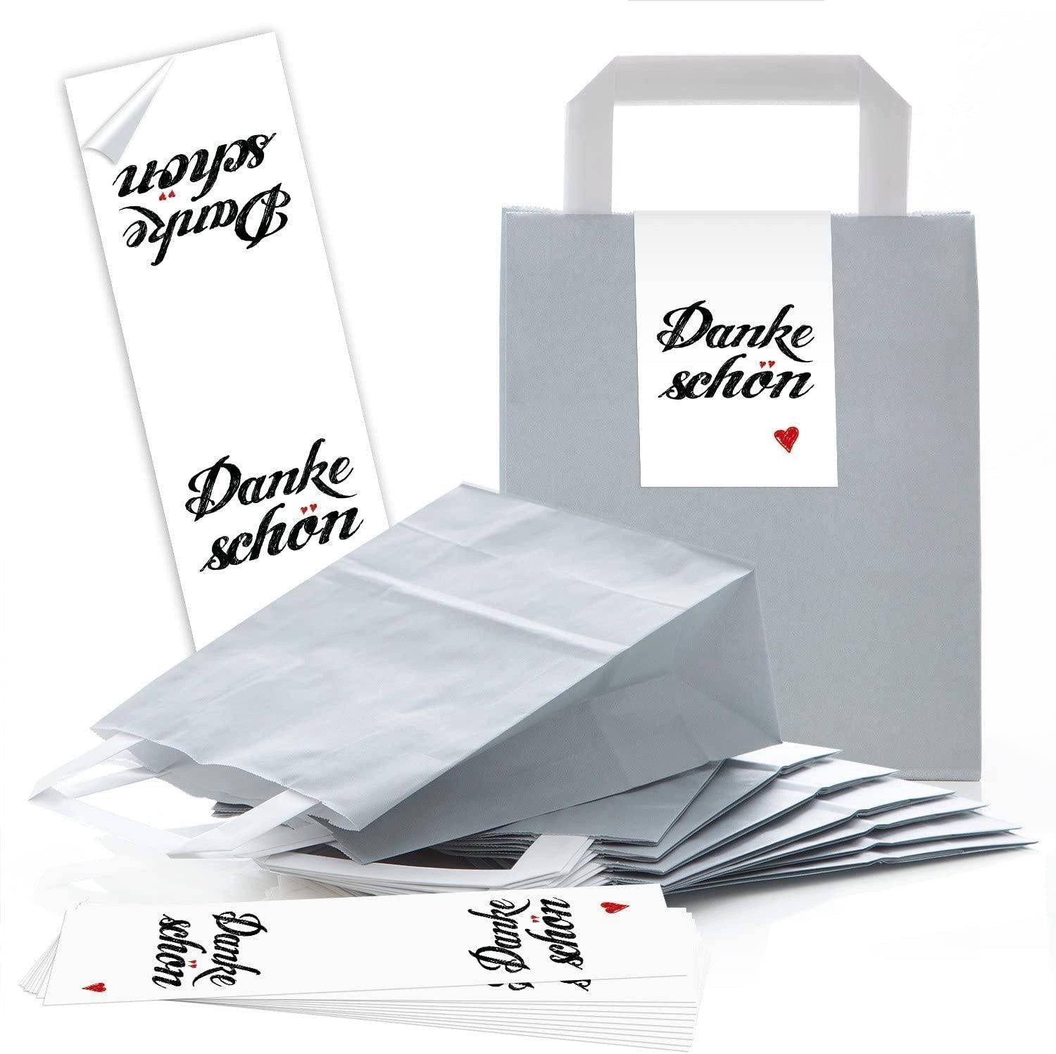 Logbuch-Verlag Geschenkbox 100 hell-graue Papiertüten Papier-Tragetaschen Henkel-Tüten Boden 18 x