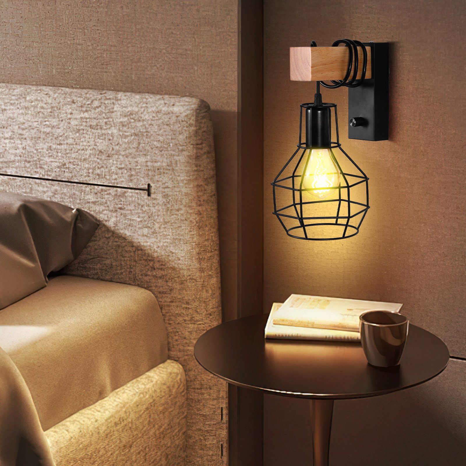 BlingBin Wandleuchte Innen Vintage Wandlampe, Schwarz günstig online kaufen