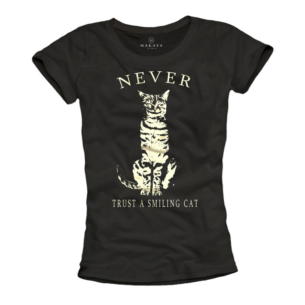 MAKAYA T-Shirt Damen Katzenmotiv Lustige Katzen günstig online kaufen