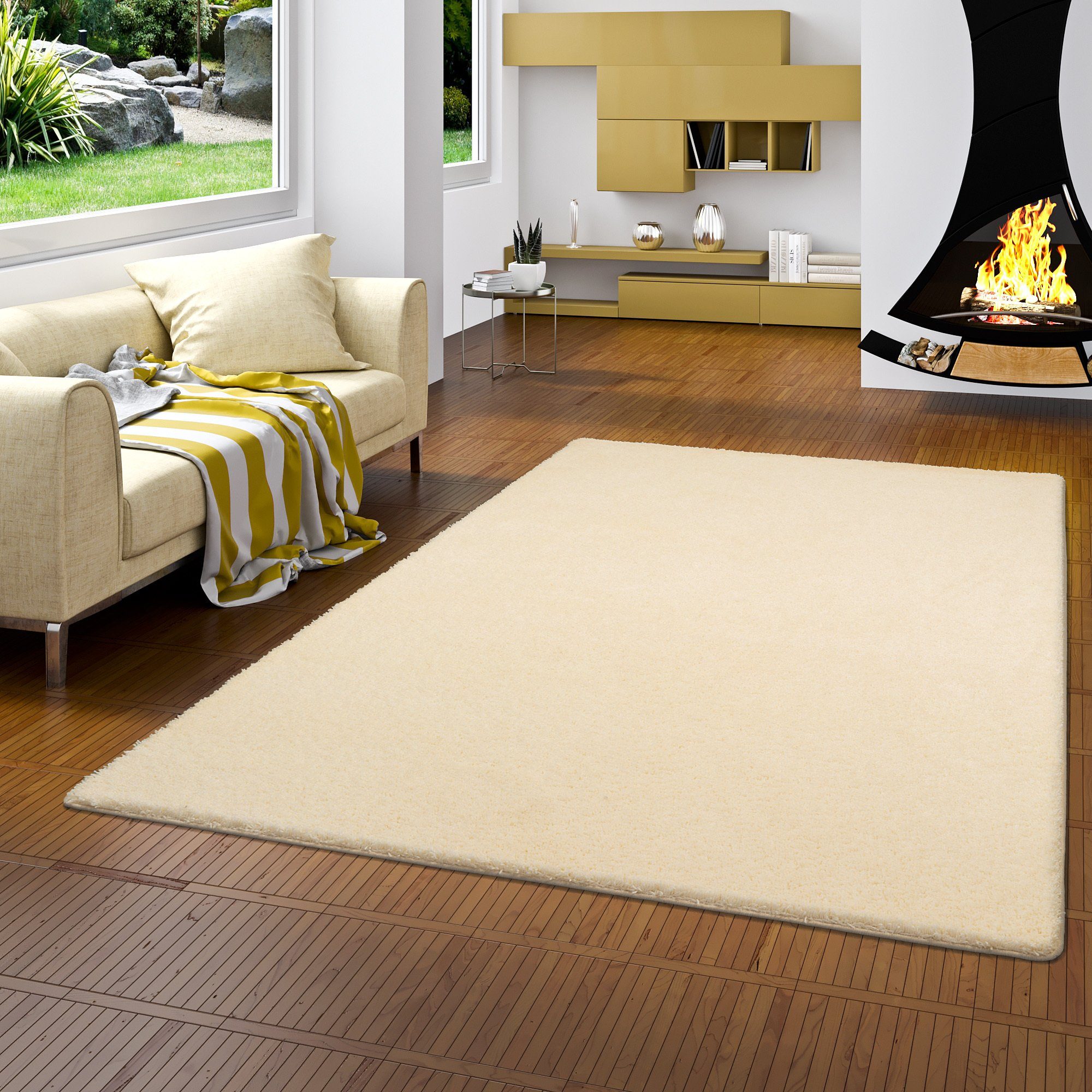 Snapstyle Hochflor Shaggy Teppich Palace Creme 80x160cm günstig online kaufen