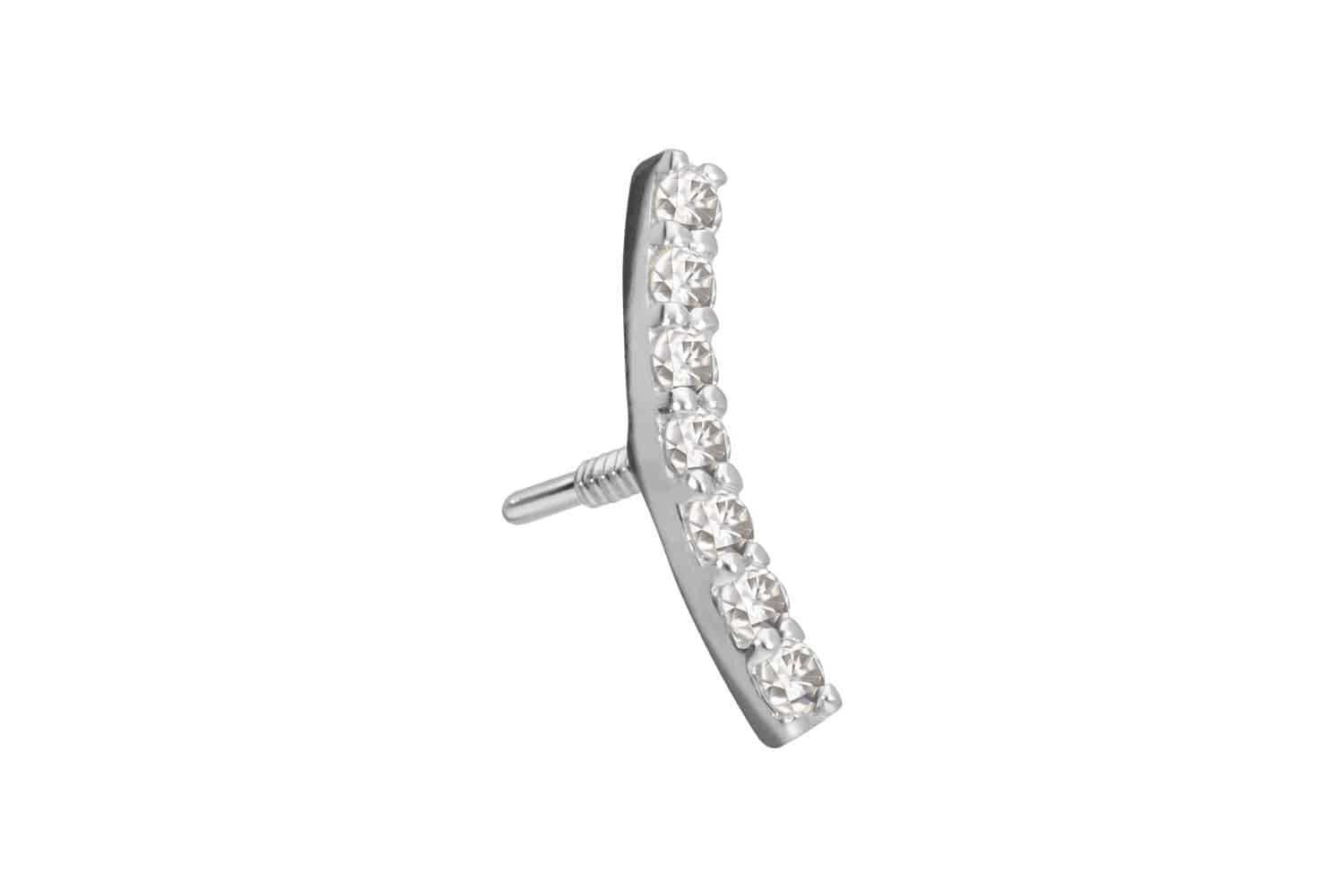 Piercing-Set 14 Karat Gold Schraubaufsatz mit Außengewinde MOISSANIT-BOGEN