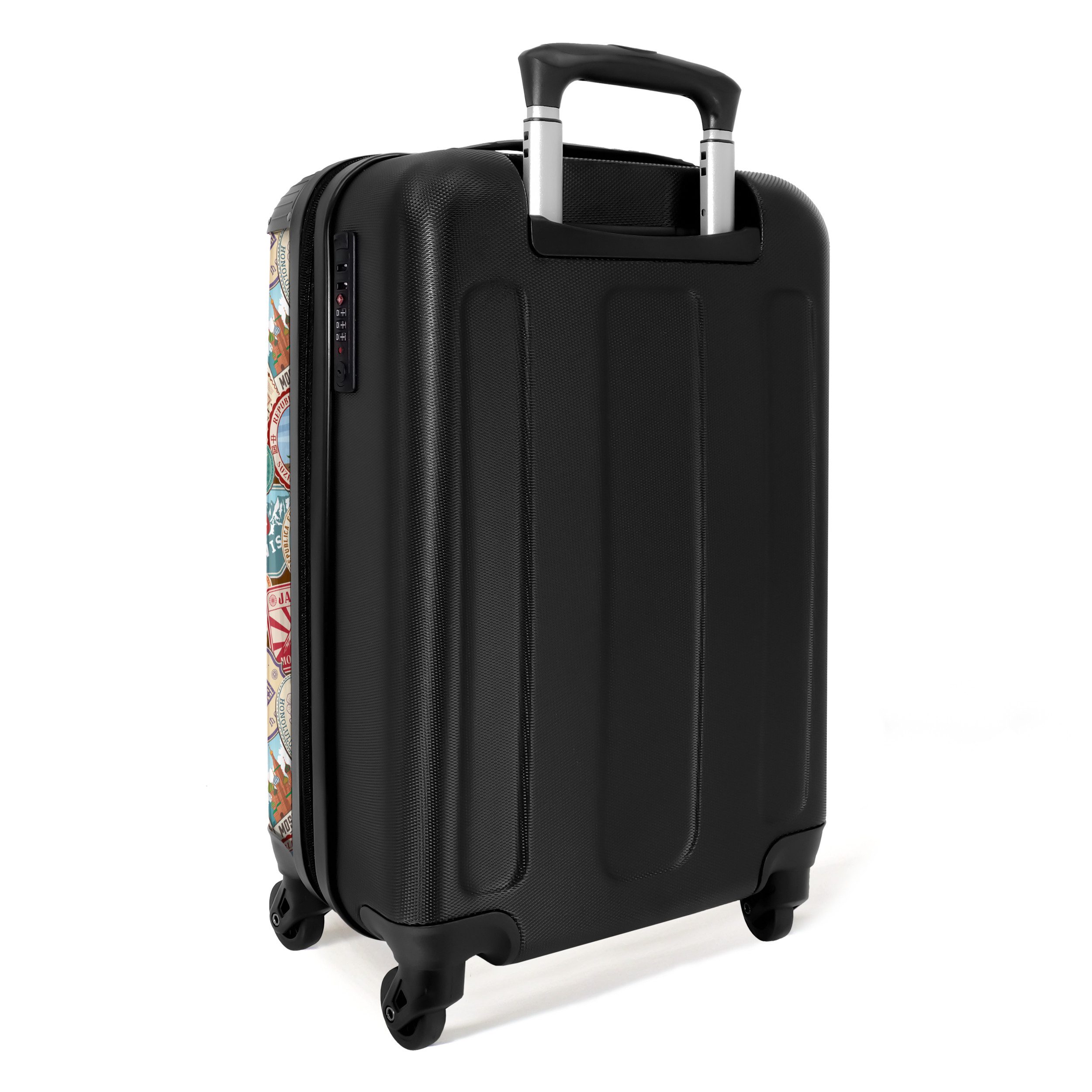 NoBoringSuitcases.com© Hartschalen-Trolley Reisen - Muster - Illustrationen - Vintage 55x35x20cm, 4 Rollen, Reisetasche mit Rollen, Koffer Handgepäck Flugzeug