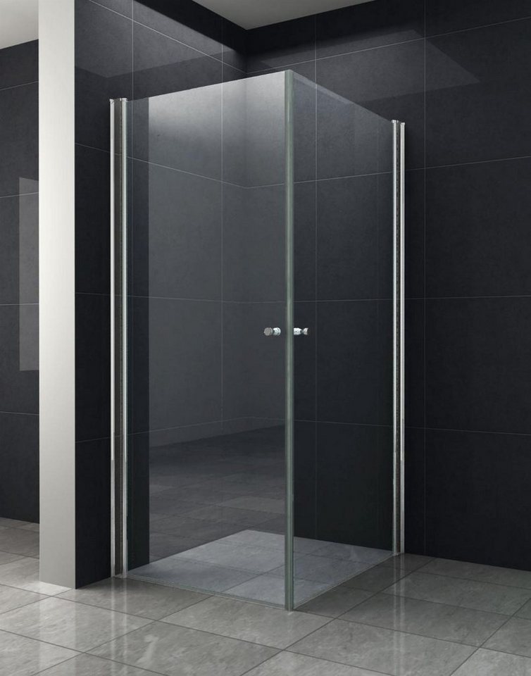 Thumbnail - Home Systeme Eckdusche MÜNCHEN Duschkabine Dusche Duschwand Duschabtrennung Duschtür Glas, BxT: 80x80 cm