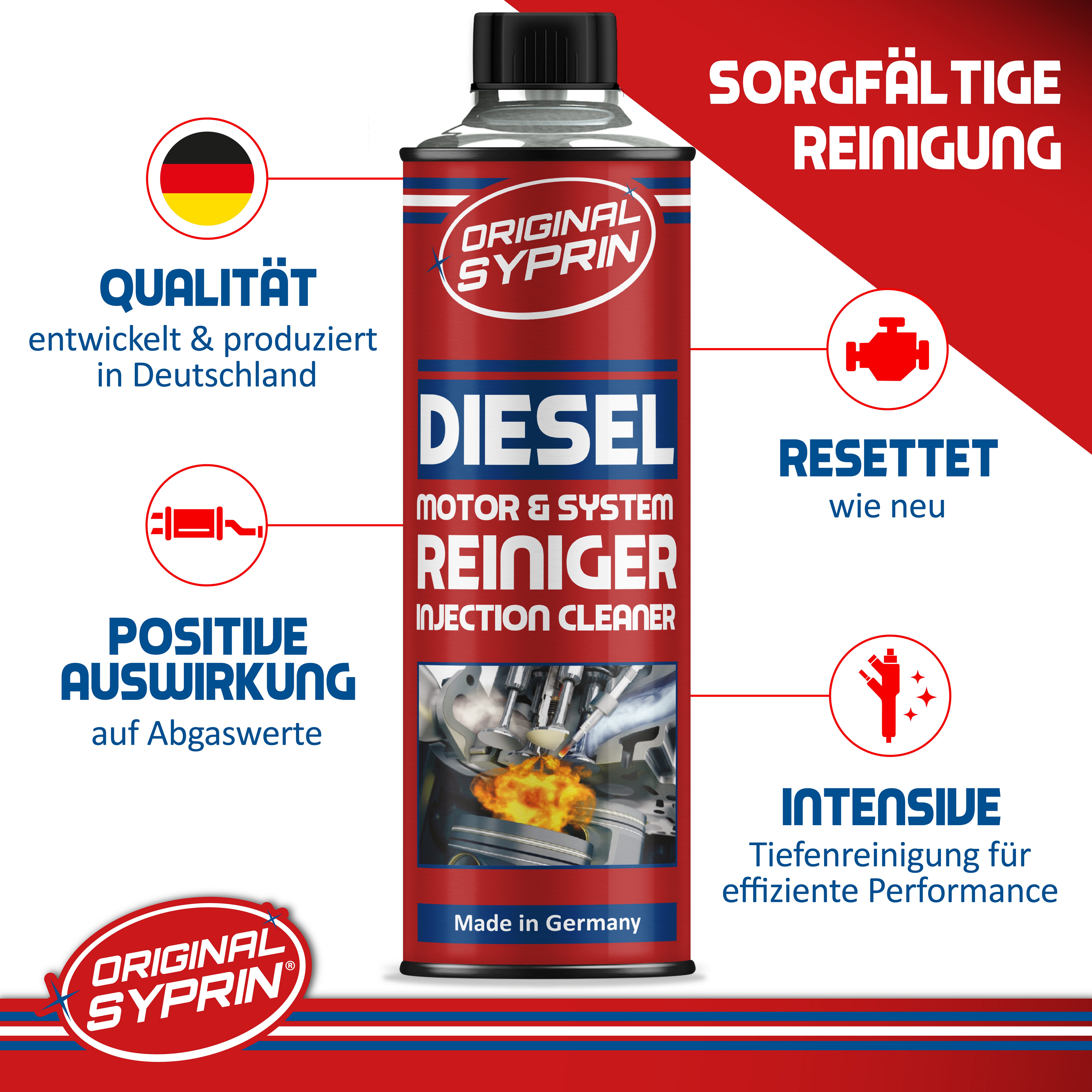 Original Syprin Diesel-Additiv Diesel Motor Systemreiniger l Injektor Reiniger 500ml, 1.5 l, (Diesel Motor Systemreiniger, 3-St) Reinigt das Dieselkraftstoffsys – Bild 2 von 5