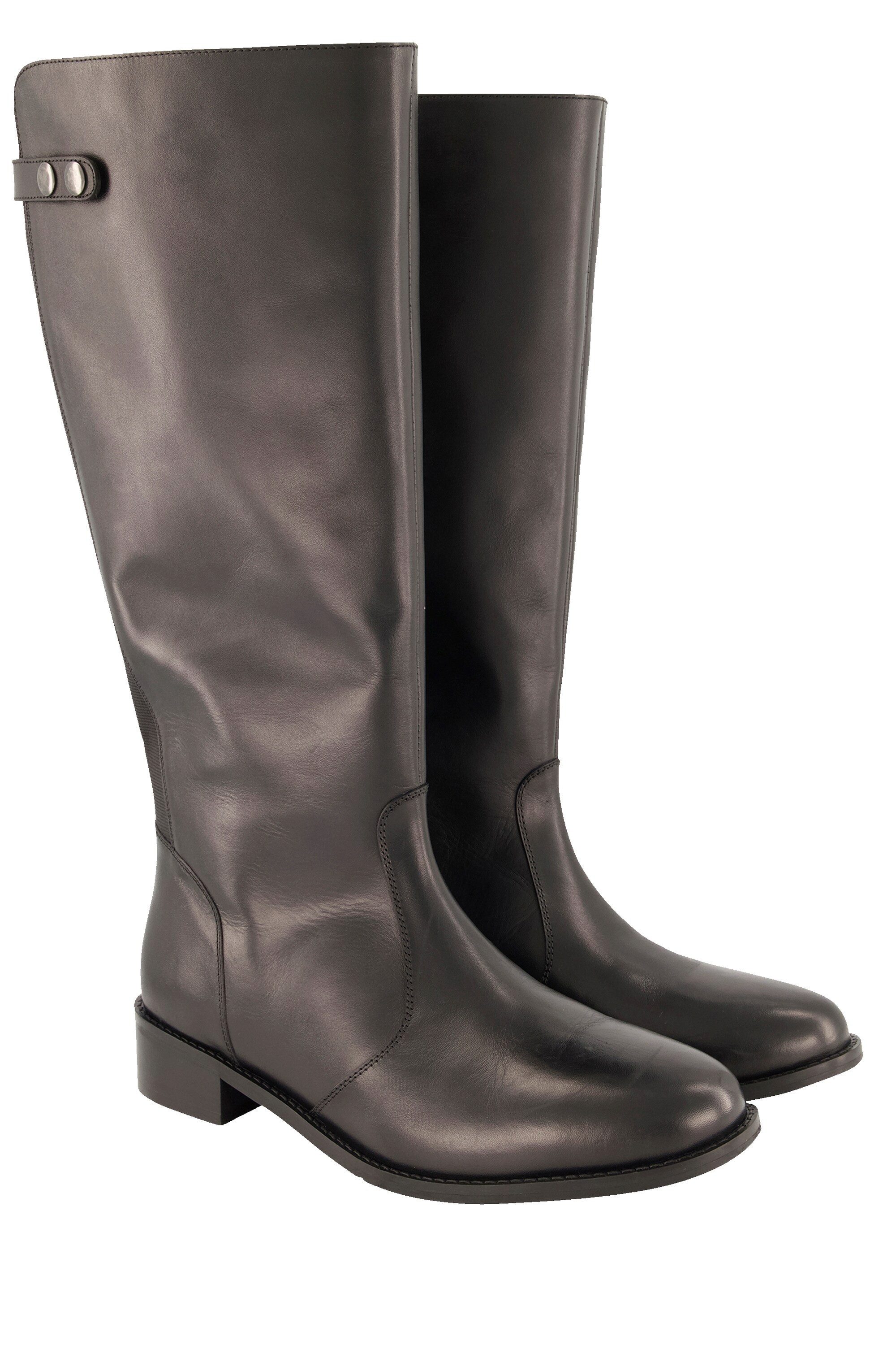 Ulla Popken Lederstiefel XXL-Schaft Druckknopf-Riegel Weite H Stiefel günstig online kaufen