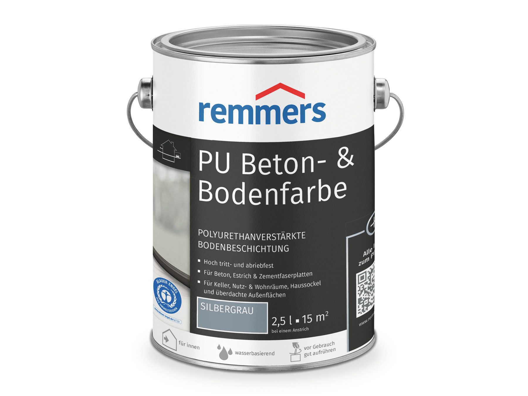 Remmers Lack PU Beton- und Bodenfarbe anthrazit seidenmatt 2,5 Liter, belastbar und chemikalienbeständig