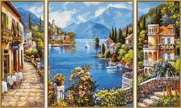 Schipper Malen nach Zahlen Meisterklasse Triptychon - Lago Romantico, Made in Germany