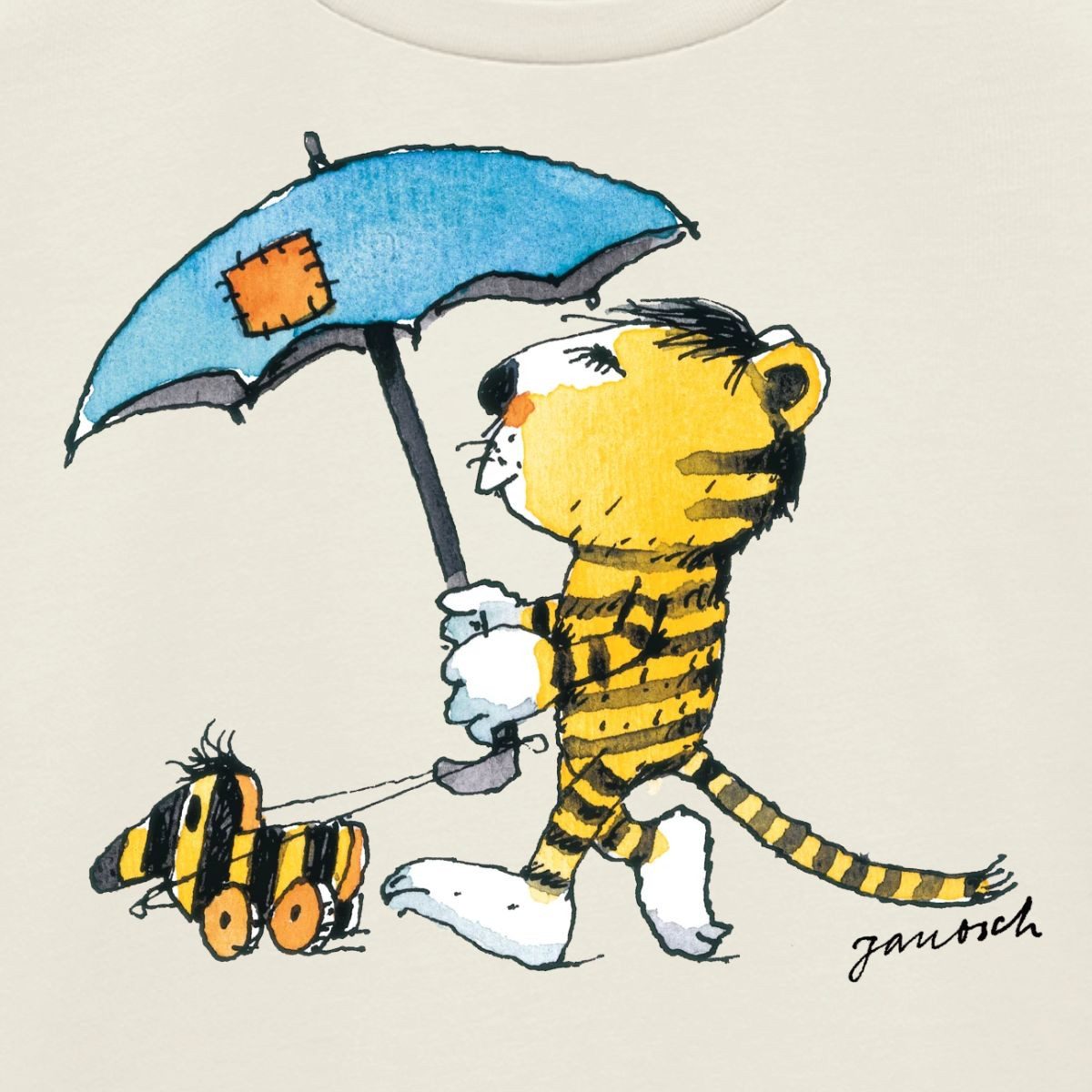 Spreadshirt T-Shirt Janosch Kleiner Tiger Tigerente Mit Schirm Kinder Premium T-Shirt (1-tlg) – Bild 2 von 5