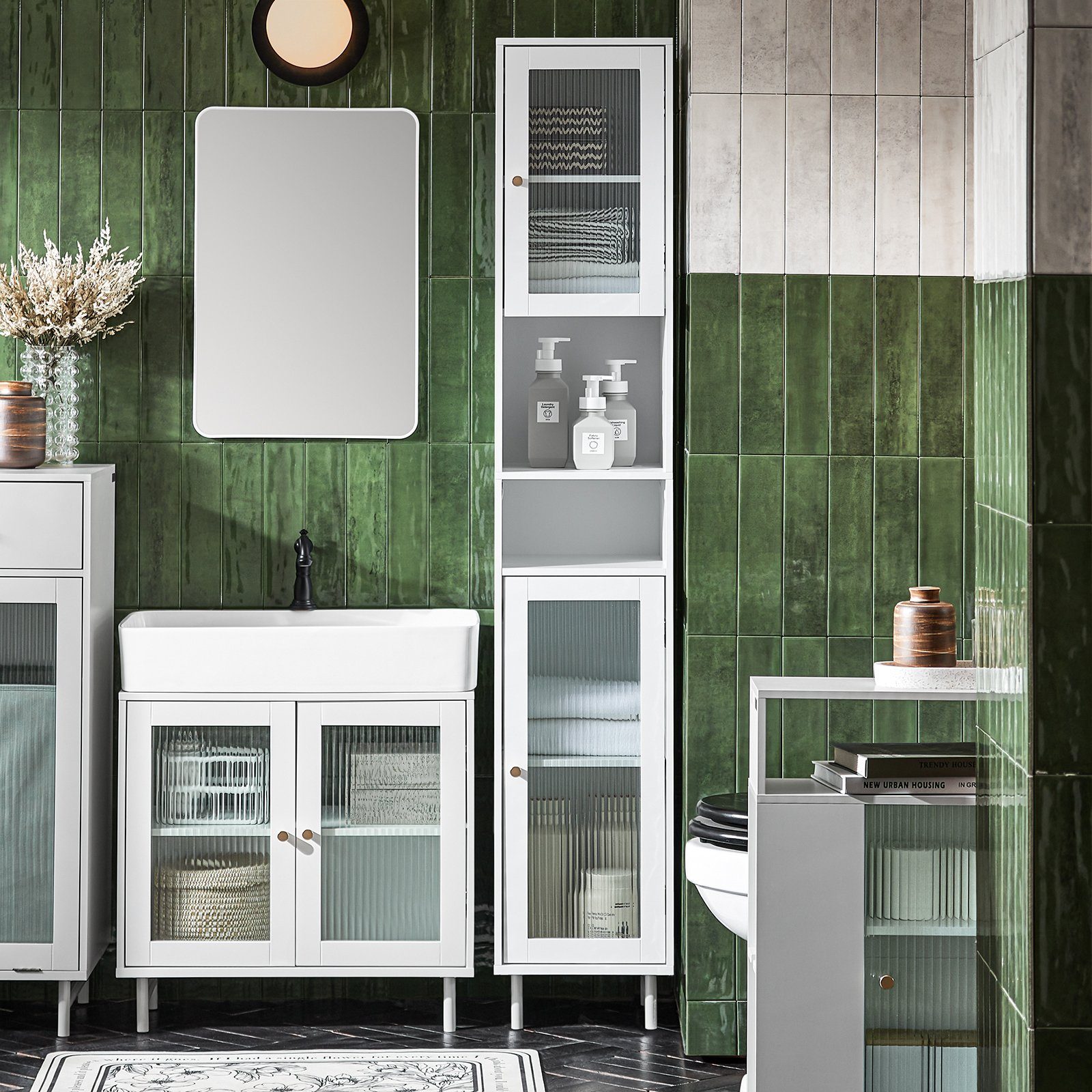 SoBuy Hochschrank BZR118 Badschrank schmal Badregal Badezimmerschrank Badez günstig online kaufen