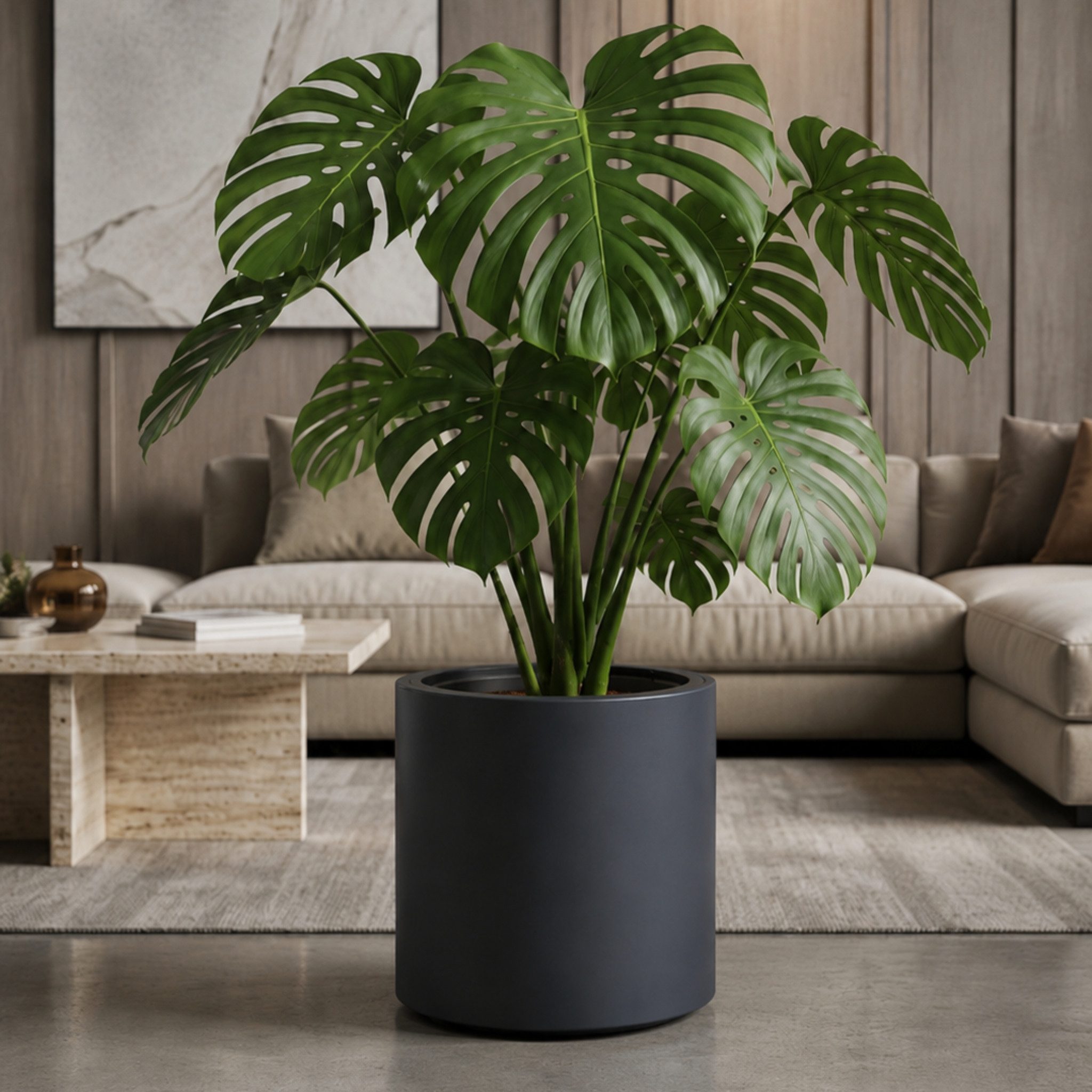 matches21 HOME & HOBBY Blumentopf Großer außen Blumentopf NIVO rund 47 x 45 cm anthrazit (2 St), Moderner Pflanztopf Outdoor Pflanzkübel wetterfest