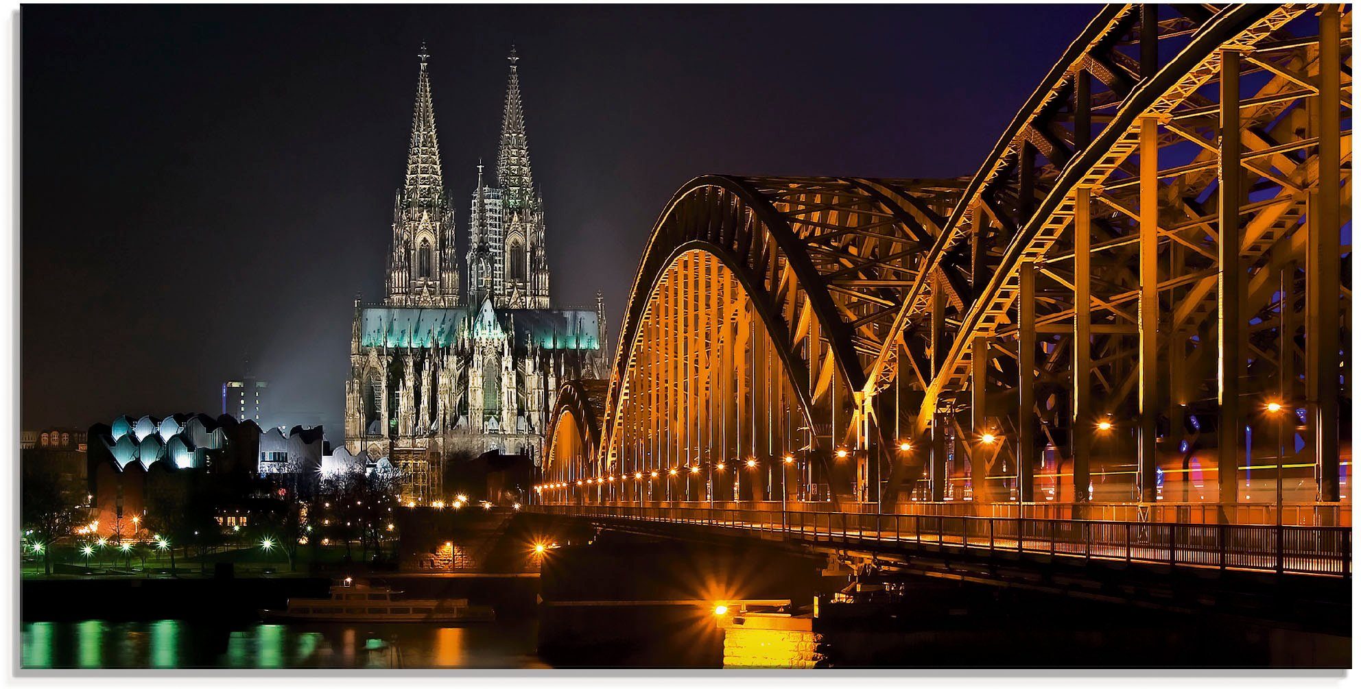 Artland Glasbild Kölner Dom mit Brücke, Deutschland (1 St), in verschiedenen Größen