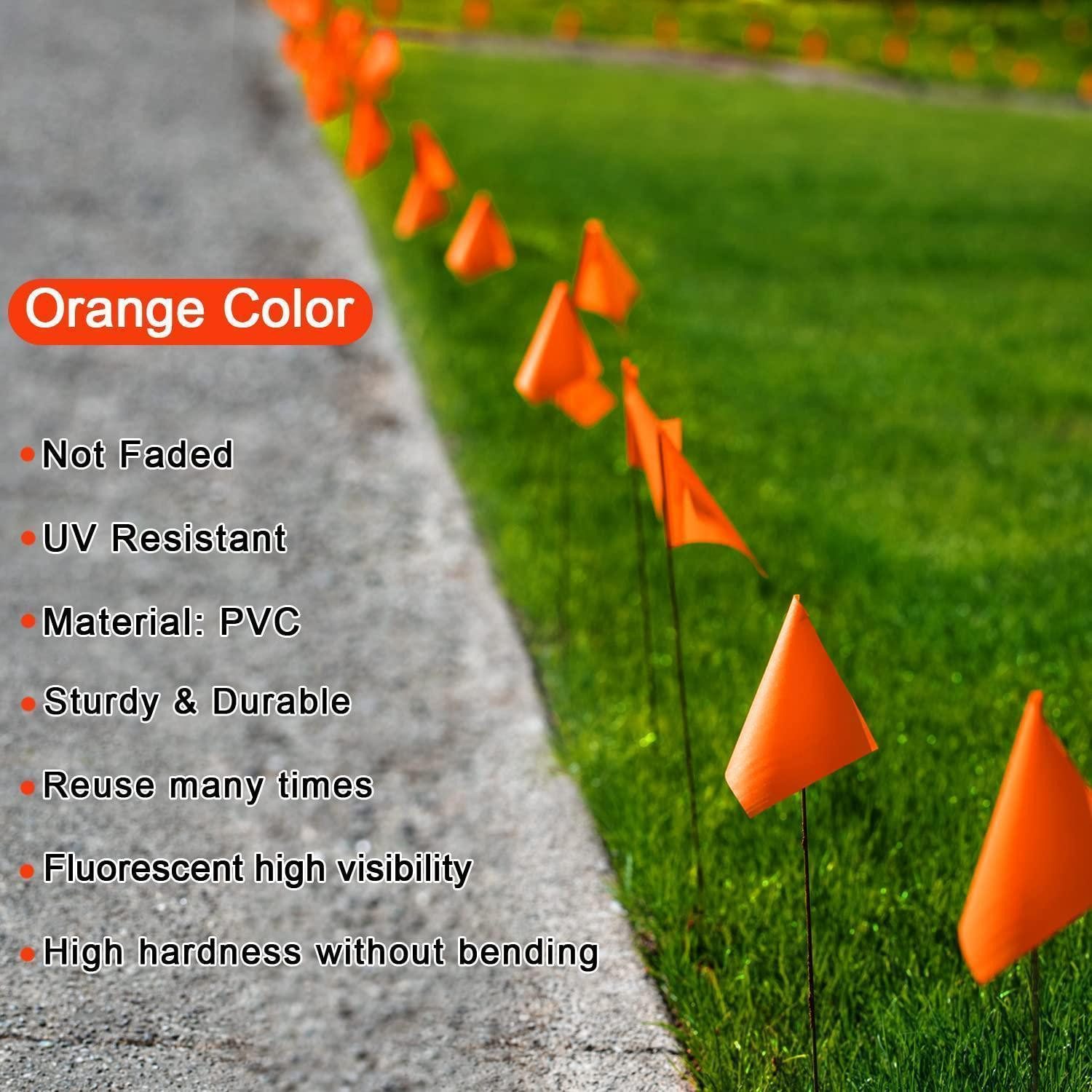 LuxusKollektion Sicherheitsfahne Markierfahnen Orange 100er Pack 38x10x13cm Survey Flaggen Rasenfahnen