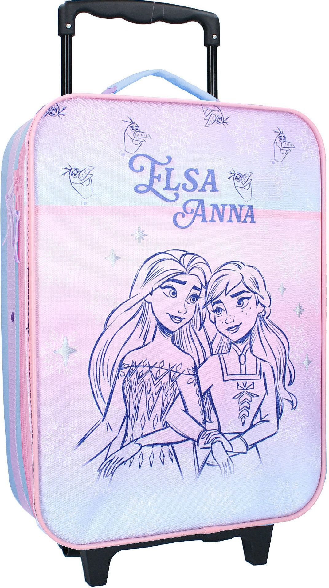 Disney Frozen Kinderkoffer Eiskönigin Anna und Elsa Trolley Kindertrolley Mädchen ab 3 Jahre, 1 kg leicht, Gesamtmaße: 47x31x13 cm, Innenmaße: 40x30x10 cm, 12 Liter