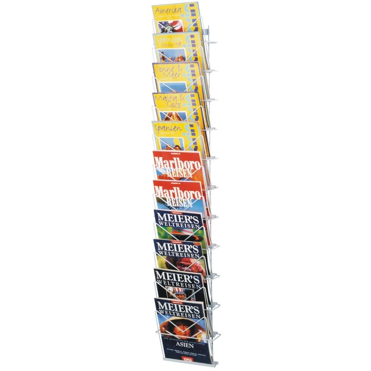 Stehsammler Zeitschriften-Wandhalter 26x140cm 11 Fächer lichtgrau