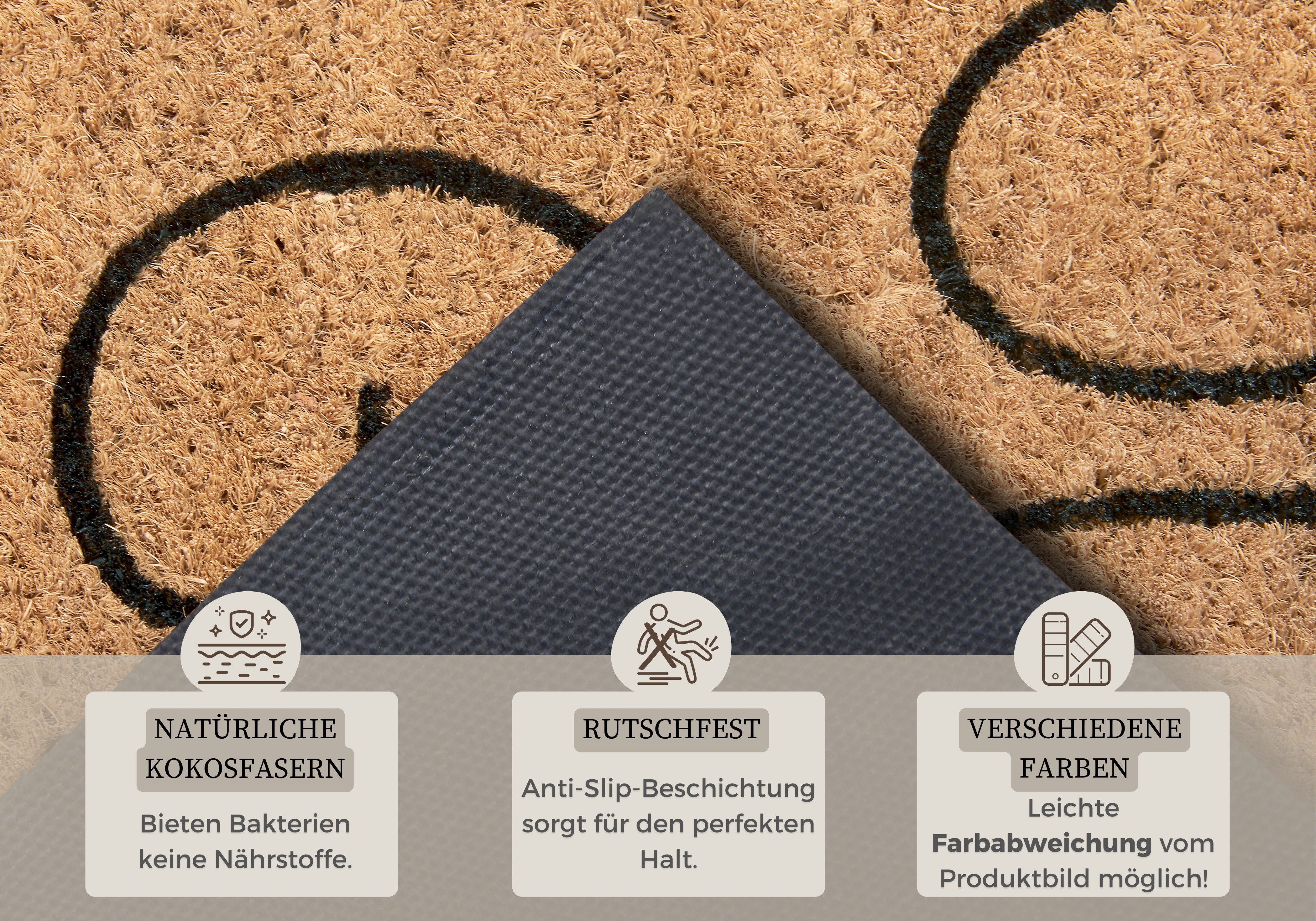 HANSE Home Fußmatte Mix Mats Kokos Gin, Türmatte, rechteckig, Höhe: 15 mm, Kokos, Schmutzfangmatte, Outdoor, Rutschfest, Innen, Kokosmatte, Flur – Bild 3 von 5