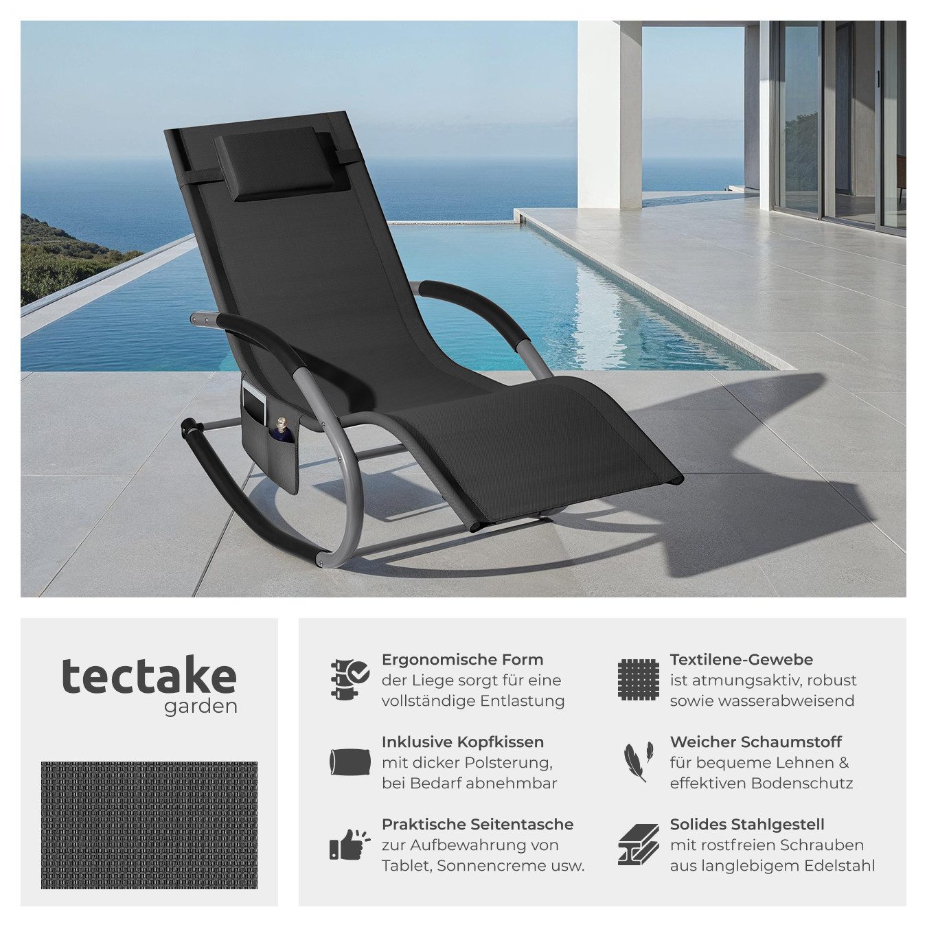 tectake Gartenliege Sonnenliege Taya, ergonomisch, mit günstig online kaufen