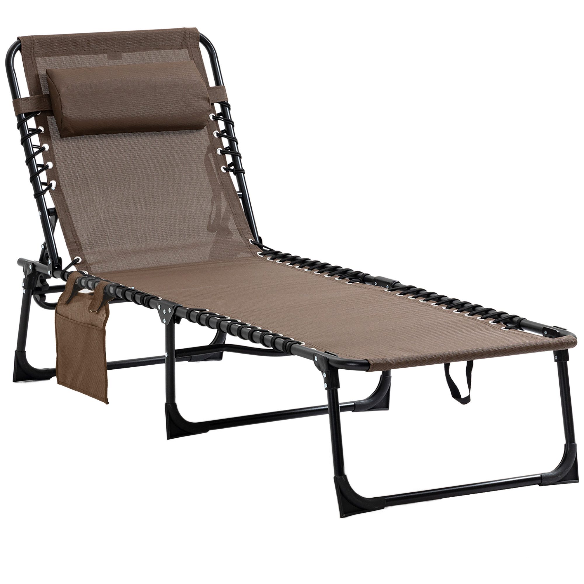 Outsunny Gartenliege mit Kopfkissen, Seitentasche, 5-Fach günstig online kaufen