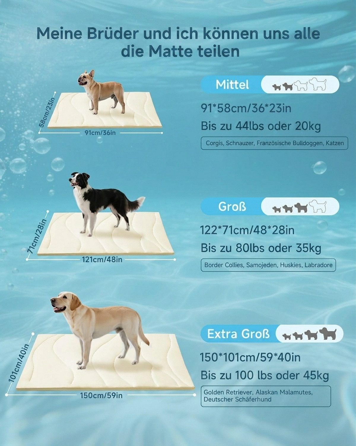 Ledander Hundematte Kühlmatte für Hunde, Selbstkühlende Hundematte, Sommer Kühlkissen, für Hunde, Langlebiger Tragbares Kühldecke Hund Waschbar – Bild 4 von 5
