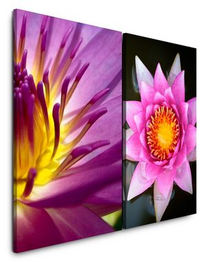 Sinus Art Leinwandbild 2 Bilder je 60x90cm Lotusblume Wasserblume Asien Meditation Achtsamkeit innerer Frieden Buddhismus