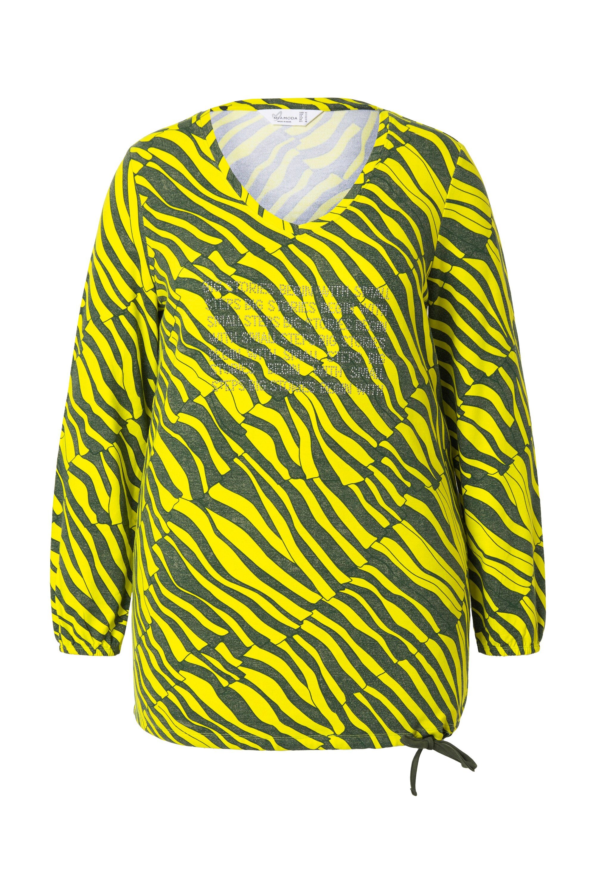 MIAMODA T-Shirt T-Shirt Classic Fit Grafikmuster Saum-Bindeband günstig online kaufen