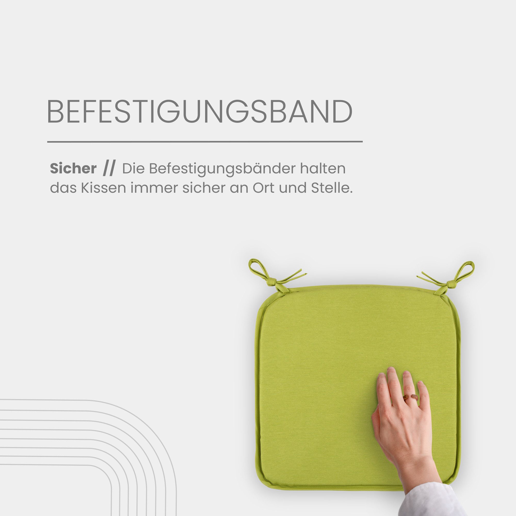 Bestlivings Stuhlkissen mit Haltebändern Canvas, 38x38cm, robust, Mischgewebe, Indoor & Outdoor – Bild 4 von 5
