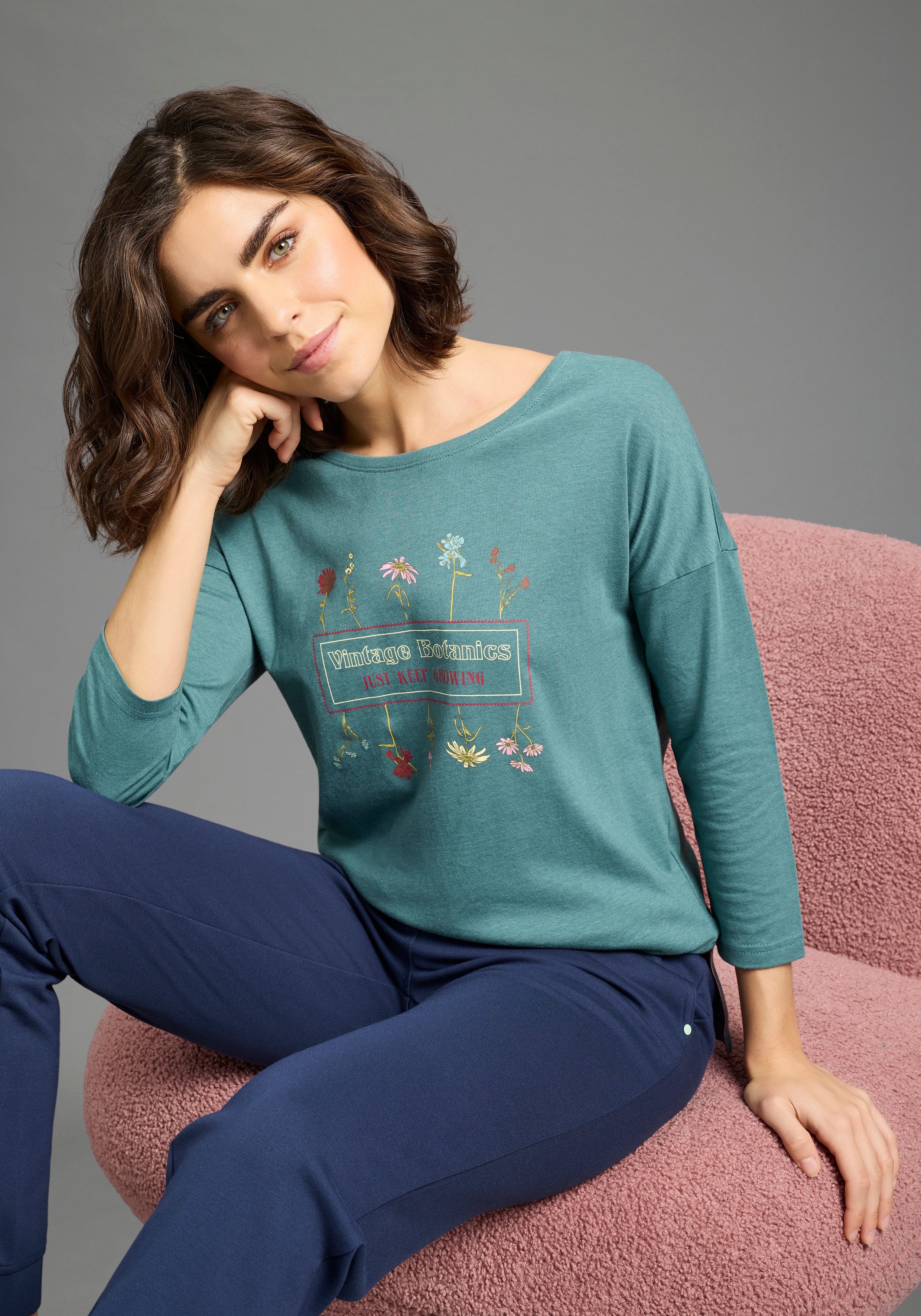 KangaROOS 3/4-Arm-Shirt Loose Fit Passform, 3/4-Ärmel, Rundhalsausschnitt