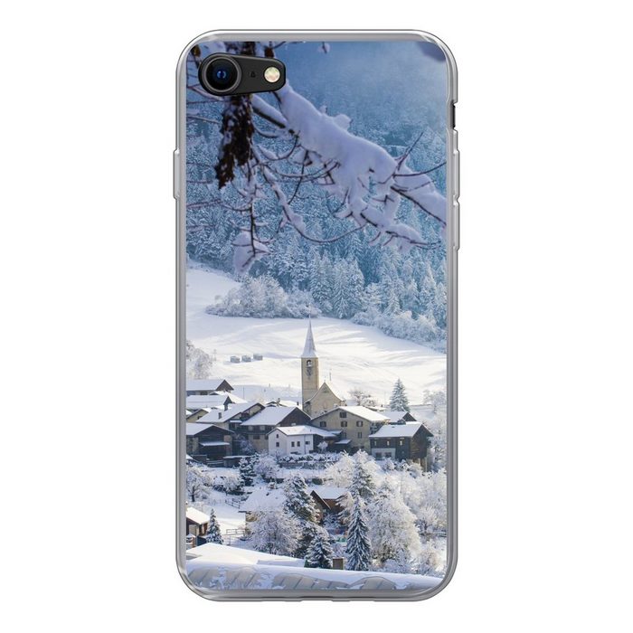 MuchoWow Handyhülle Alpen - Schnee - Dorf Handyhülle Apple iPhone SE (2020) Smartphone-Bumper Print Handy