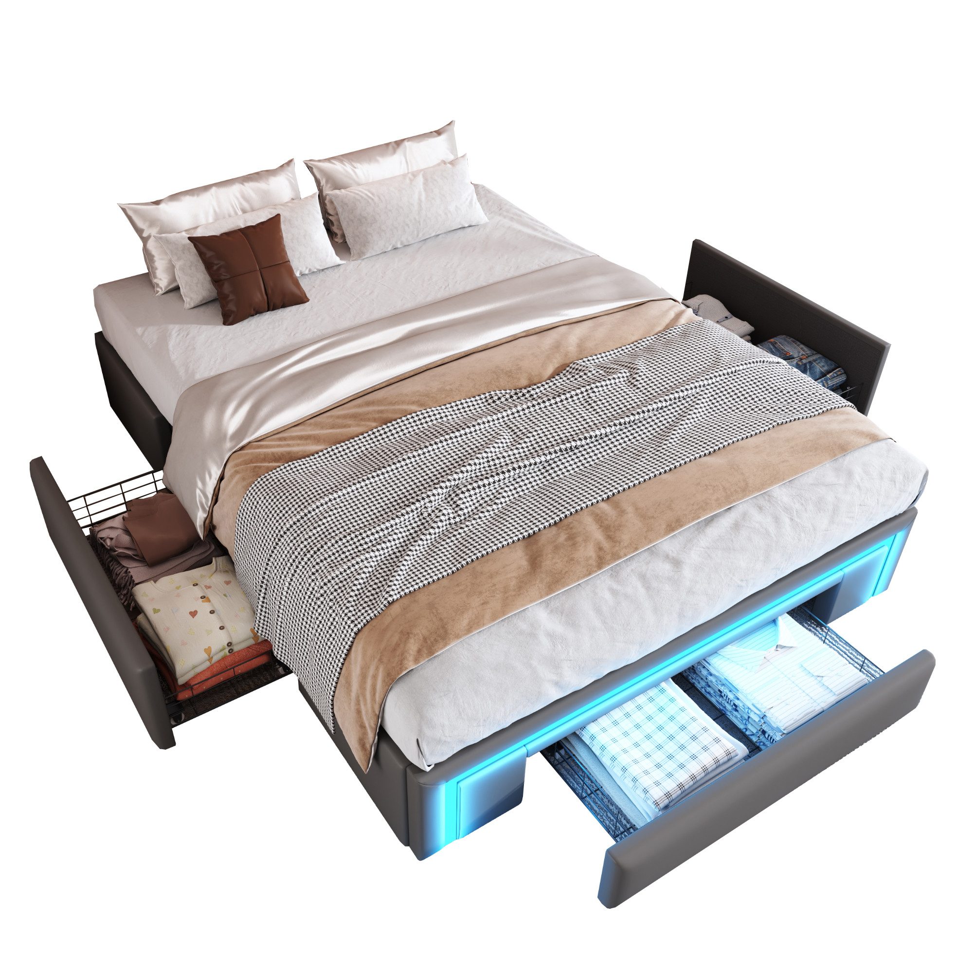 KLAM HOME Polsterbett Modernes Bettgestell 90/140/160/180x200 günstig online kaufen