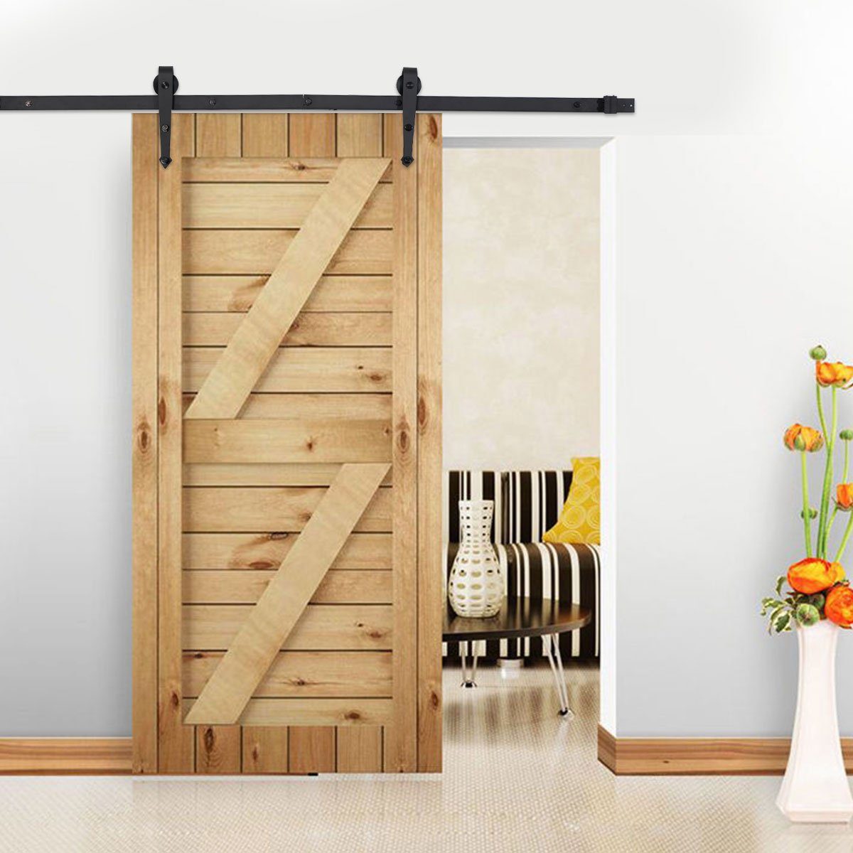 COSTWAY Schiebetür »Schiebetürbeschlag-Set«, für Holztüre, 1830 mm