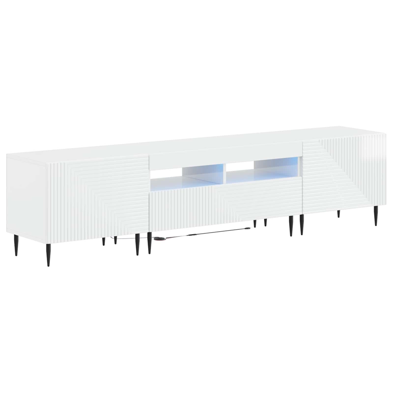 vidaXL TV-Schrank 3-teiliges LED TV Regal Hochglanz Weiß Holzwerkstoff