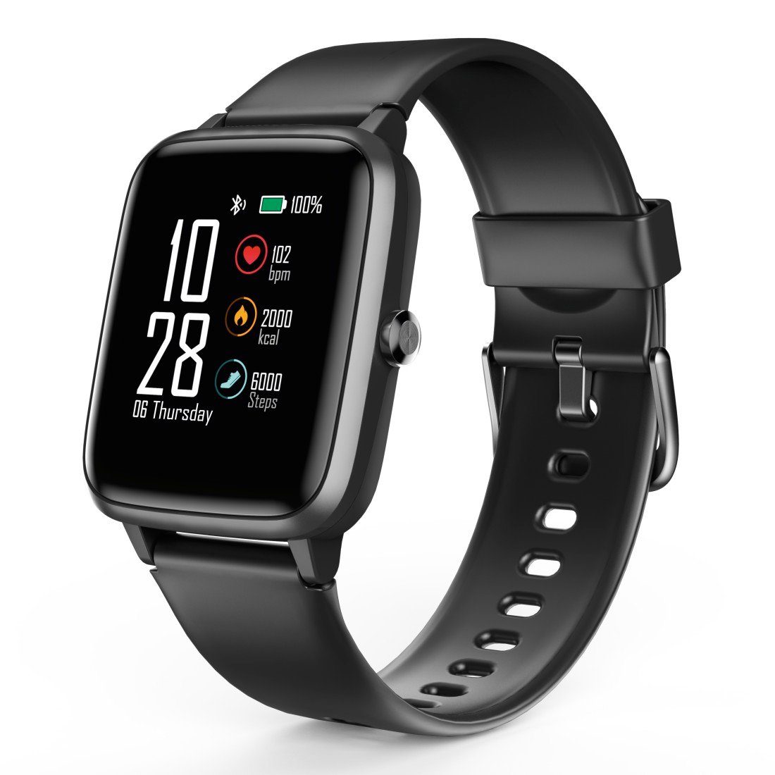 Hama Fitnesstracker wasserdicht GPS Herzfrequenz Kalorien Schritte Timer Smartwatch (3,3 cm/1,3 Zoll), Messung von Schlaf,Tempo,Trainingszeit, Wecker, Musiksteuerung, Wetter | Fitness-Tracker