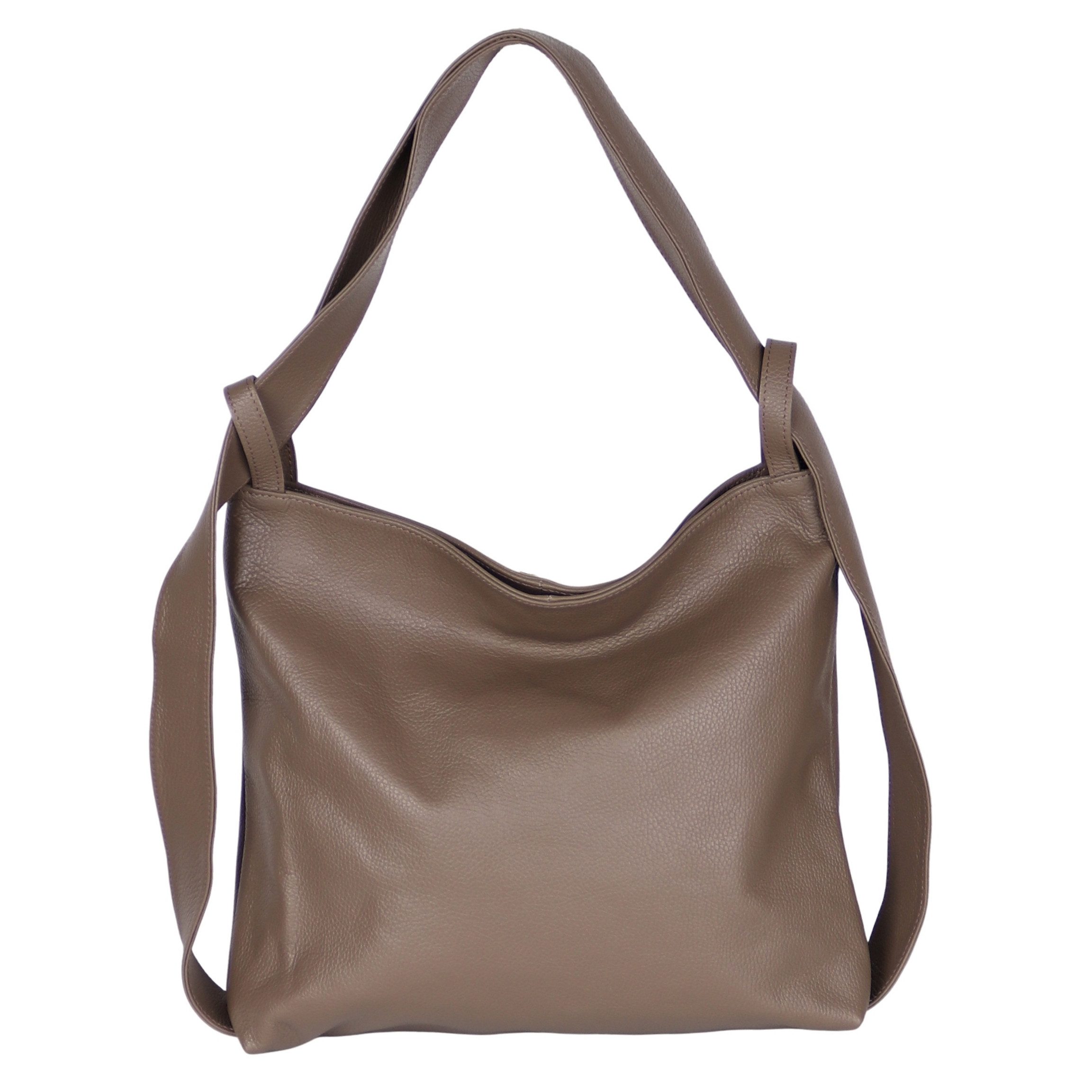 MIRROSI Beuteltasche aus Echtleder, Made in Italy, Shopper Tasche auch als Rucksack 2 in 1, Tragetasche (47x37x9cm) mit viel Stauraum