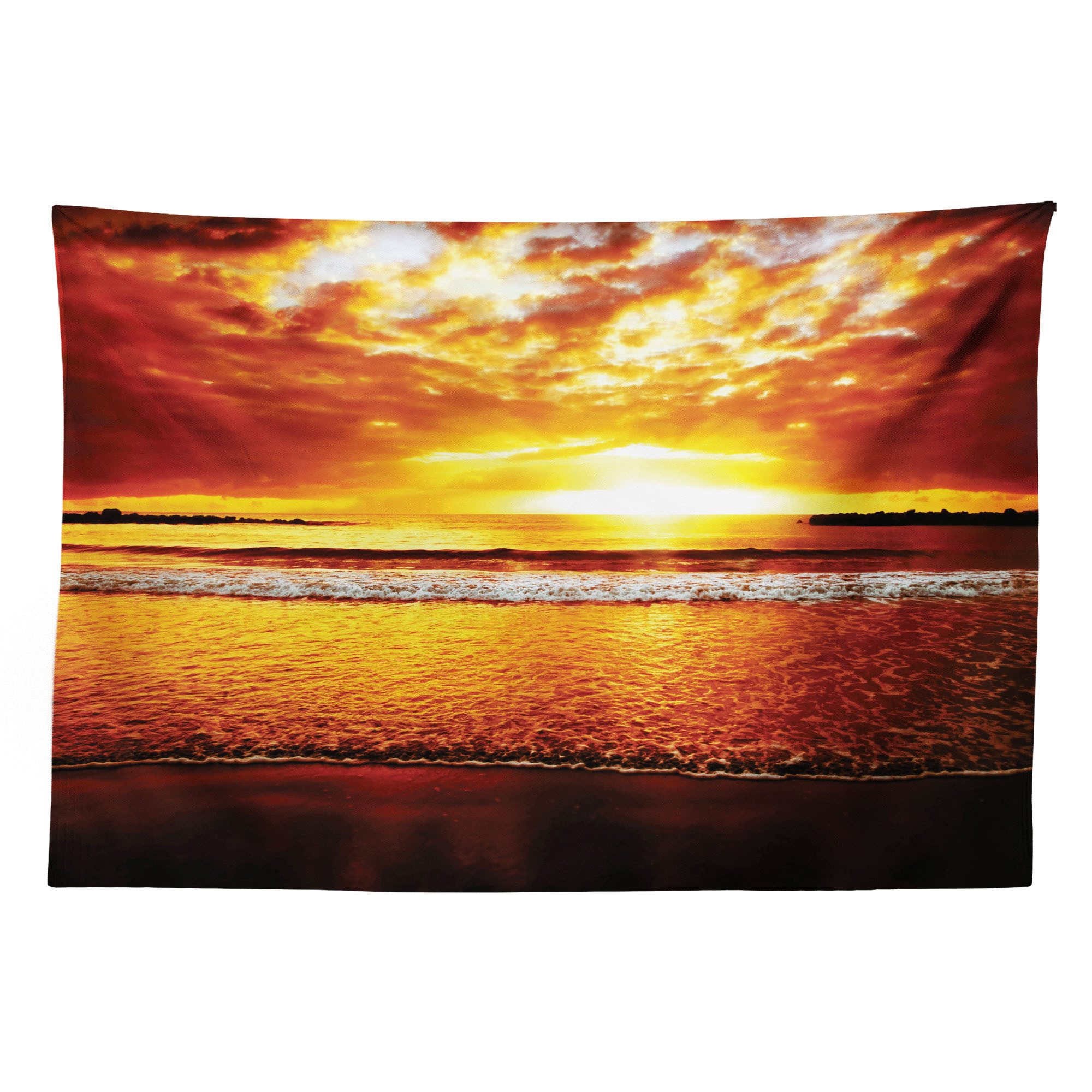 Abakuhaus Wandteppich aus Weiches Mikrofaser Stoff Für das Wohn und Schlafzimmer, rechteckig, Ozean Bunte Sonnenuntergang Sommer