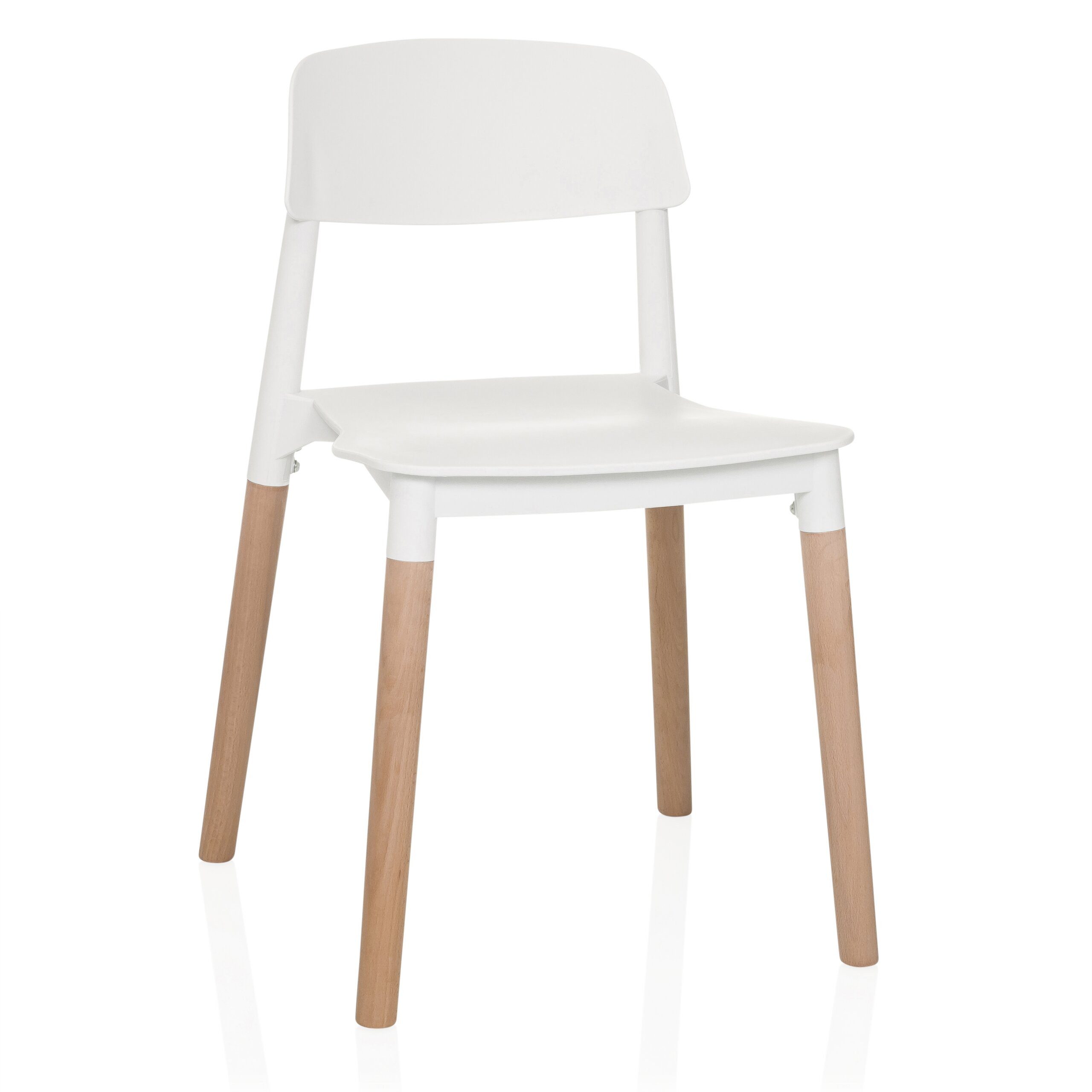 hjh LIVING 4-Fußstuhl SCANDI E Stuhl Kunststoff ohne Armlehnen 1 St., Kunststoff Esszimmerstuhl mit Holzbeinen, Küchenstuhl Bistrostuhl