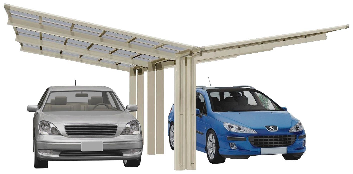 [Empfohlene Sonderfunktion] Aluminium Y-Edelstahl-Look, 110 BxT: cm, Ximax Linea 240 548x495 cm Einfahrtshöhe, Typ Doppelcarport