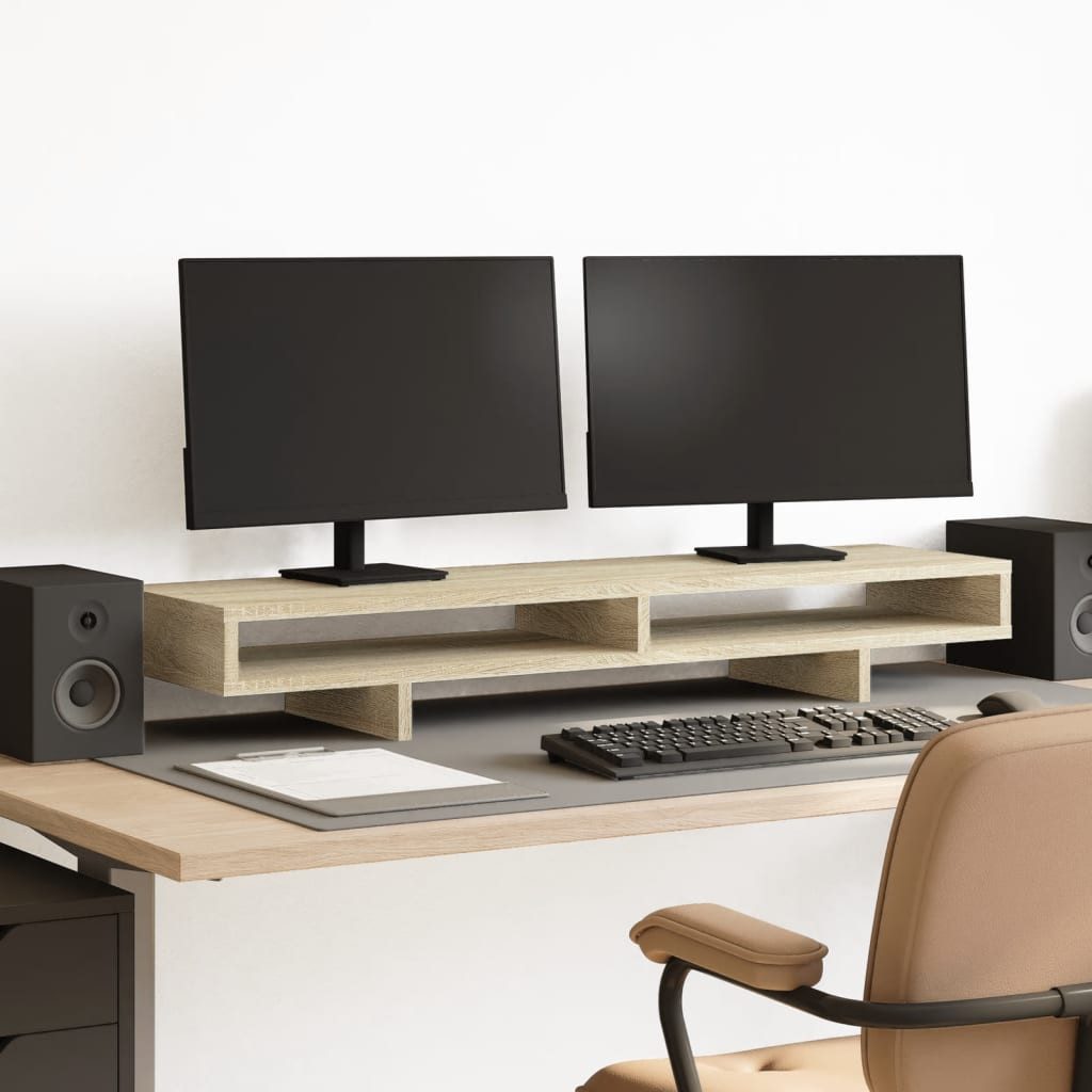 vidaXL Monitor-Halterung 100 x 27 x 15 cm Monitorständer Sonoma Eiche 100x27x15 cm Spanplatte