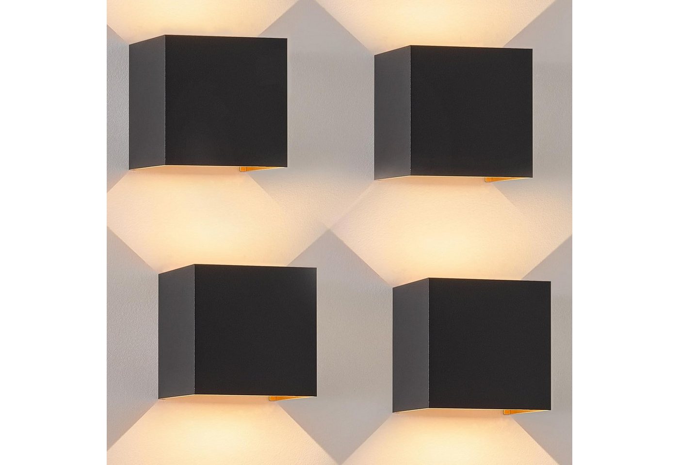 ZMH LED Wandleuchte Innen Wandlampe 5W Außenlampe Warmweiß Wand Flur, LED fest integriert, Wand Flur Schwarz-Gold