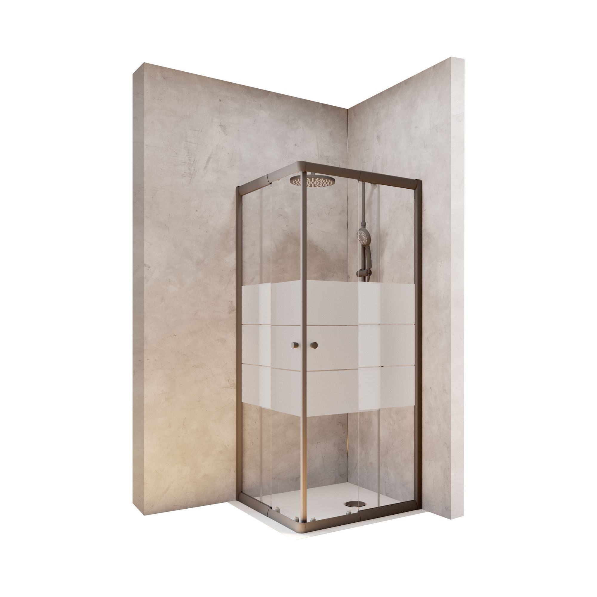 Schulte Eckdusche Corner, Höhe: 180 cm, BxT: 75x75 cm, 4 mm Sicherheitsglas, Eckeinstieg mit Schiebetüren, Dekor Depoli light