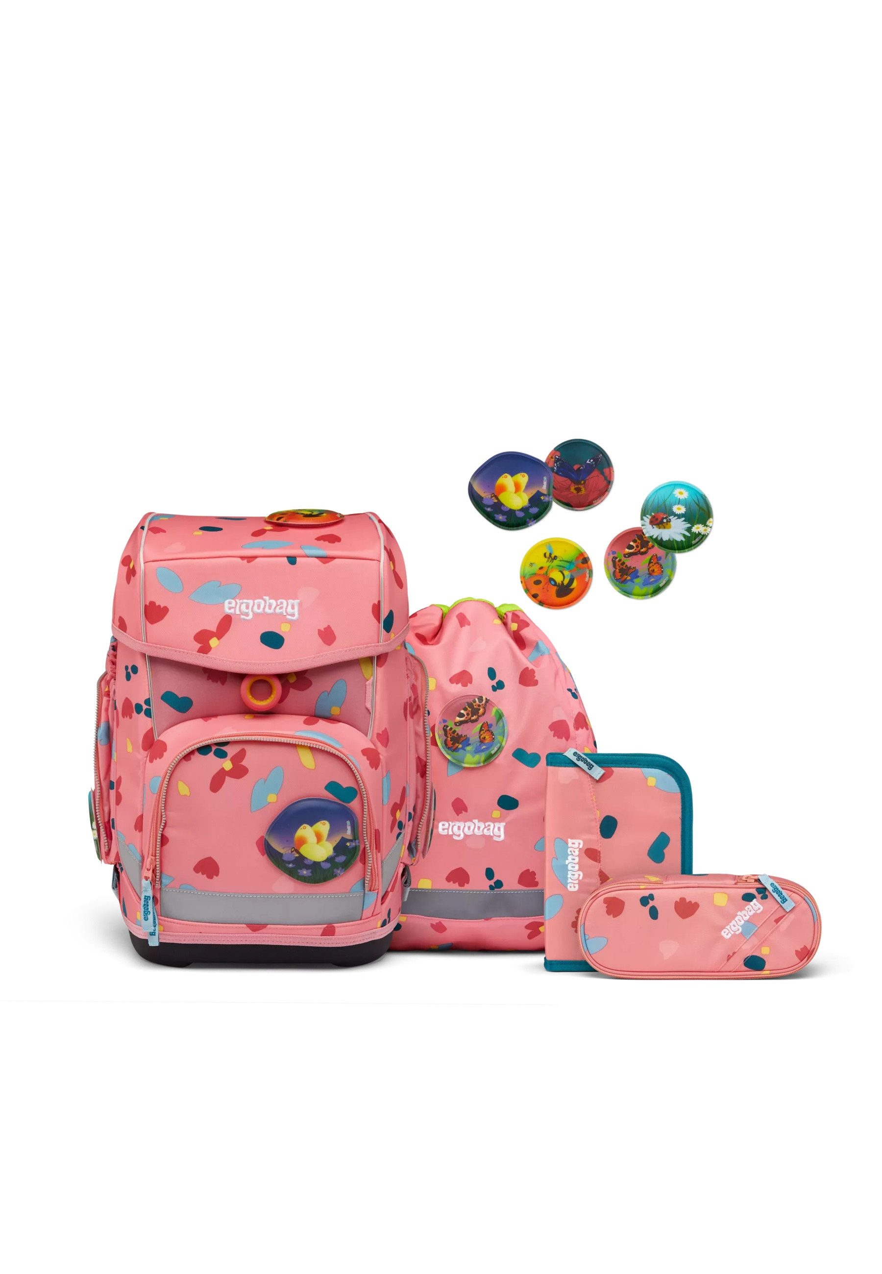 ergobag Schulranzen cubo Set (5-tlg., cubo Set), verstellbarer Brustgurt