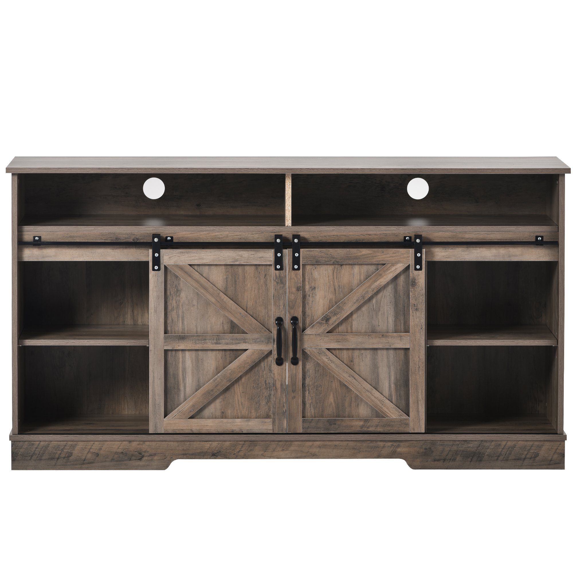 Lowboard (Fernsehtisch Fernsehschrank), TV Schrank mit Schiebtüren, großem Stauraum, Breite 150 cm