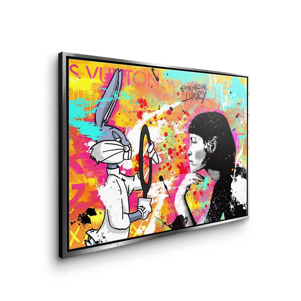 DOTCOMCANVAS® Leinwandbild, Leinwandbild Bugs Bunny Pop bunny Rahmen Art beauty Comic orange schwarzer