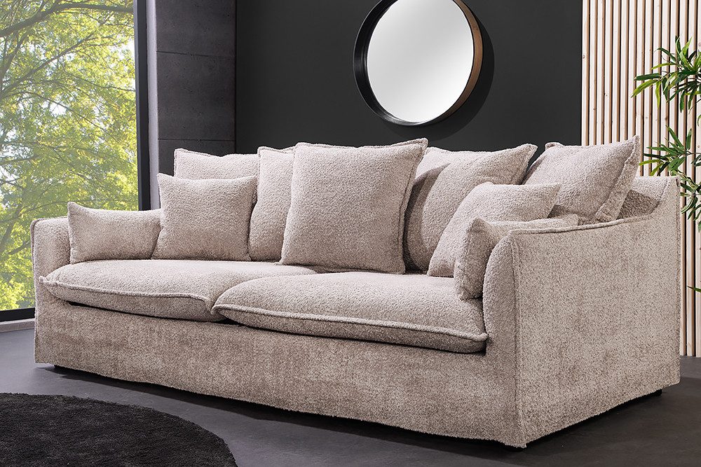 riess-ambiente 3-Sitzer HEAVEN 210cm beige · Hussensofa inkl. Kissen und abnehmbaren Bezug, Einzelartikel 1 Teile, Wohnzimmer-Couch · Bouclé-Bezug · Federkern-Polsterung · Landhausstil