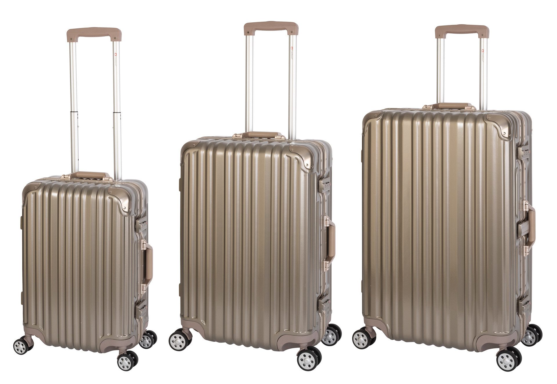 Travelhouse Trolleyset London, 4 Rollen, (3 tlg), TSA Zahlenschloss Alu-Rahmen Schnappverschluss Polycarbonat-Hartschale