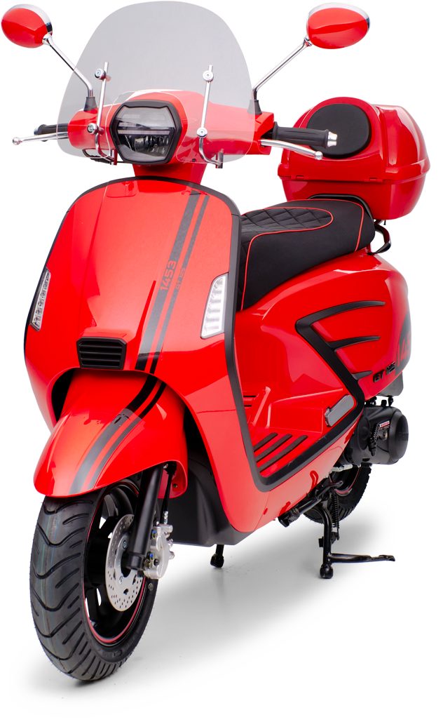 Burnout Motorroller 1453 GT125 125ccm USB -Anschluß 85km/h, + Windschild km/h, 125 Tageszulassung ccm, 4 Euro + Euro Rot 80 4, inkl. Topcase