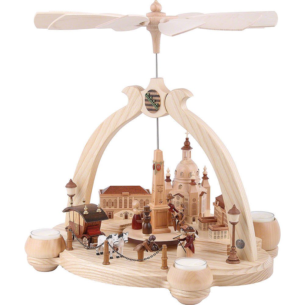 Müller Kleinkunst GmbH Seiffen Weihnachtspyramide 1-stöckige Pyramide Spitzbogen Alt Dresden (36cm) von Müller Kleinkuns